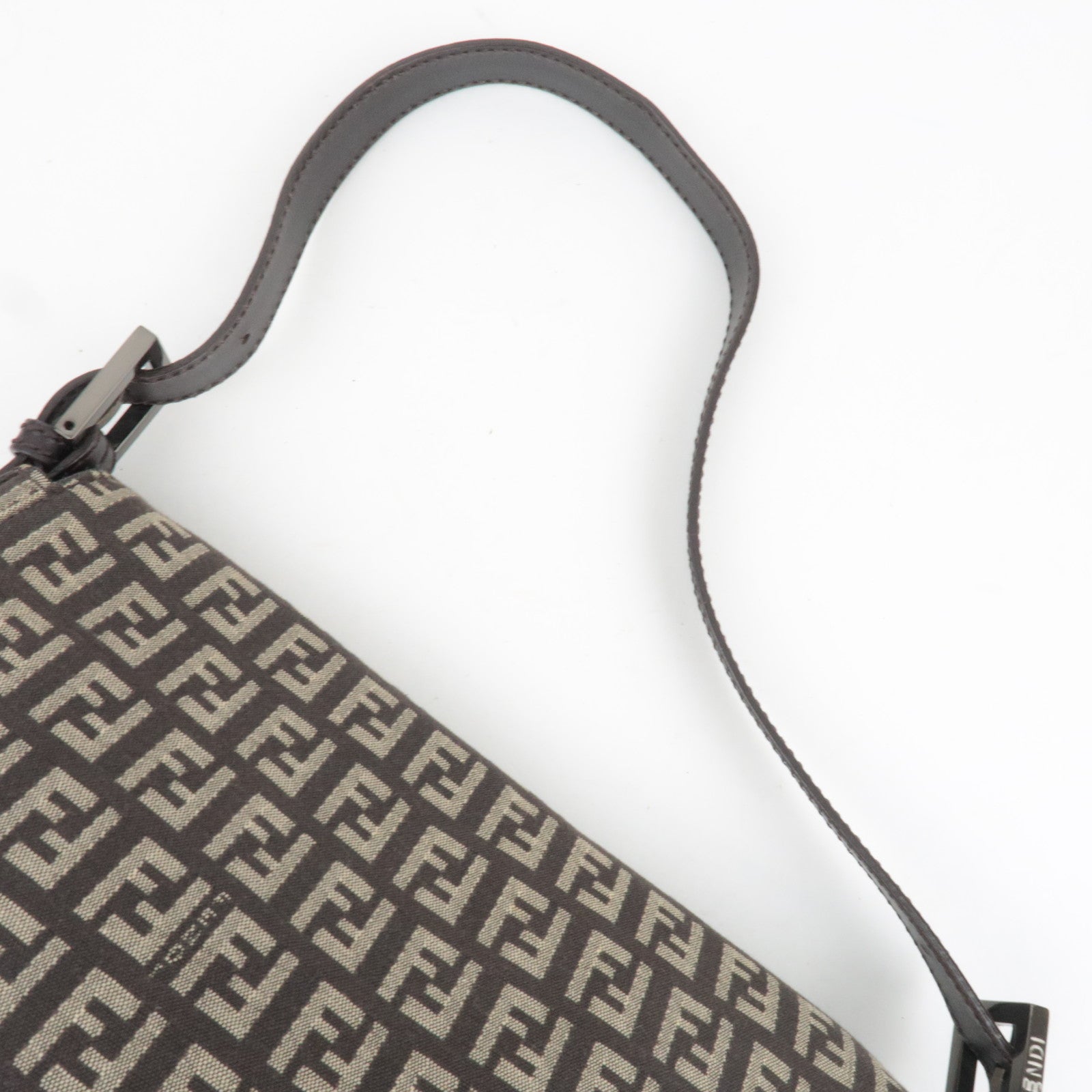 FENDI Zucchino Mamma Baguette Shoulder Bag Beige Brown 8BR001