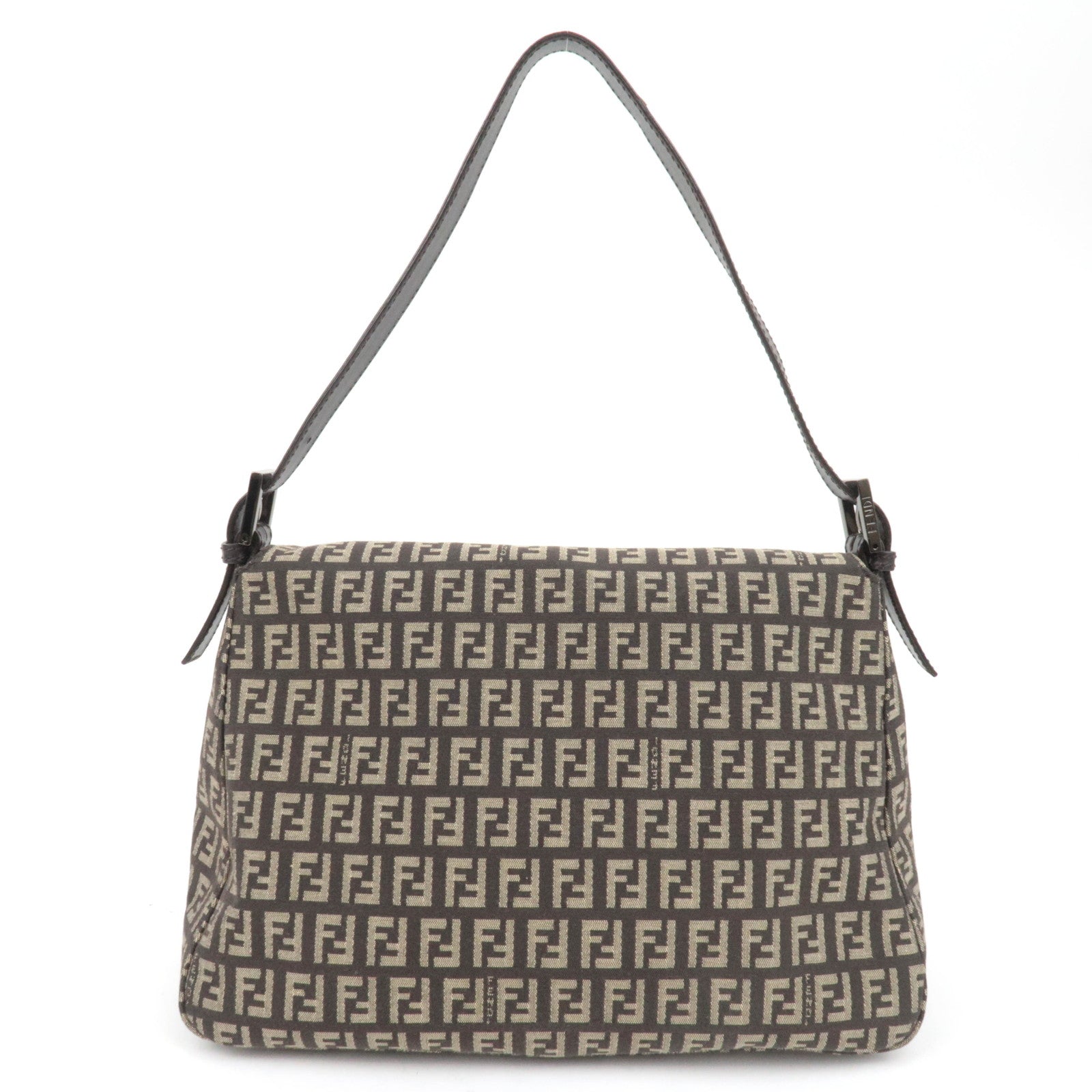 FENDI Zucchino Mamma Baguette Shoulder Bag Beige Brown 8BR001