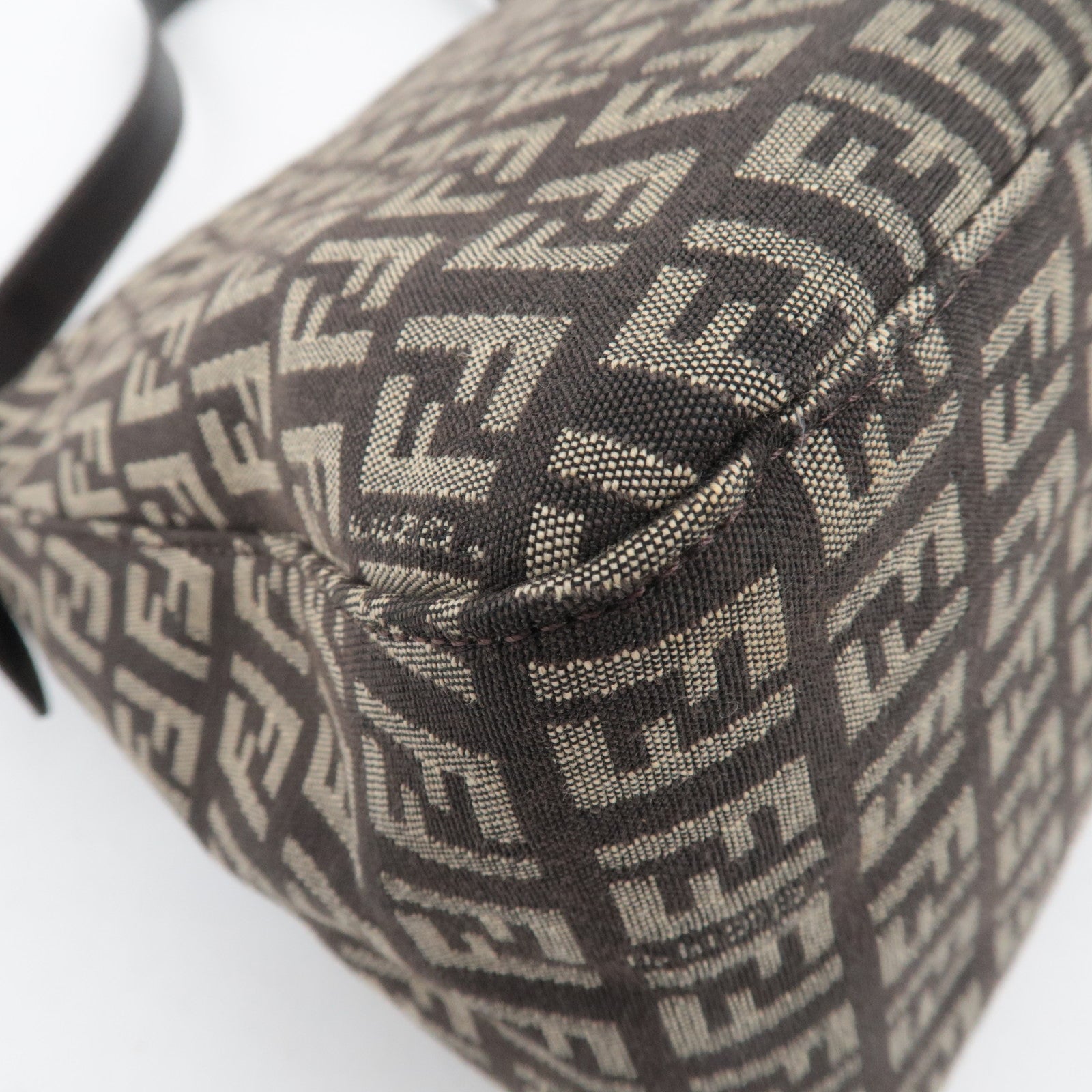 FENDI Zucchino Mamma Baguette Shoulder Bag Beige Brown 8BR001