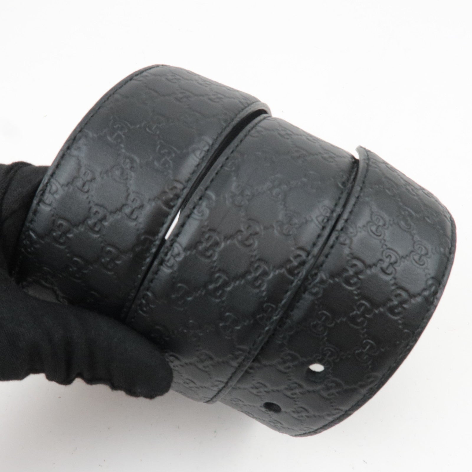 GUCCI Micro Guccissima Leather Belt 80/32 Black 449716