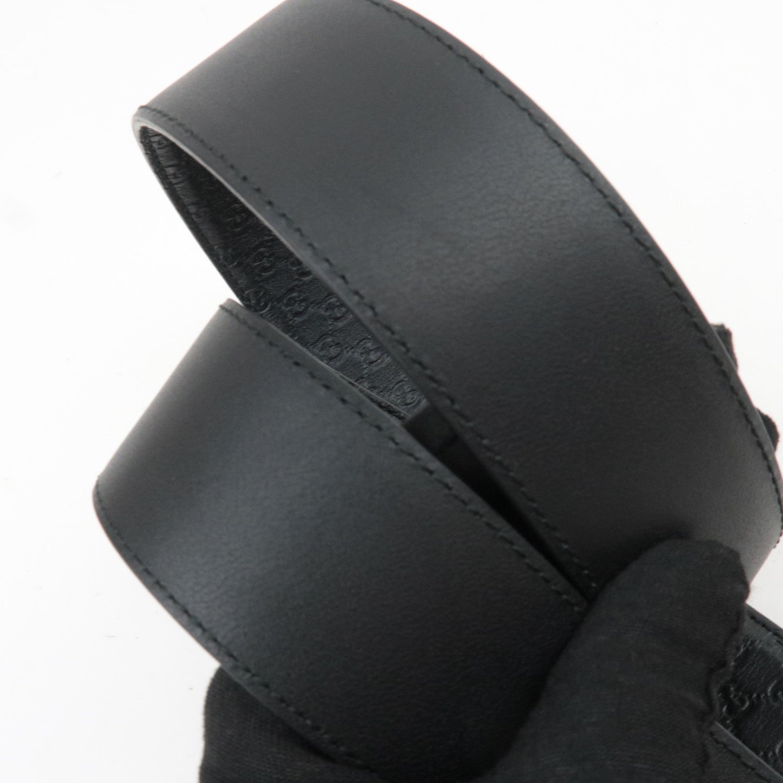 GUCCI Micro Guccissima Leather Belt 80/32 Black 449716