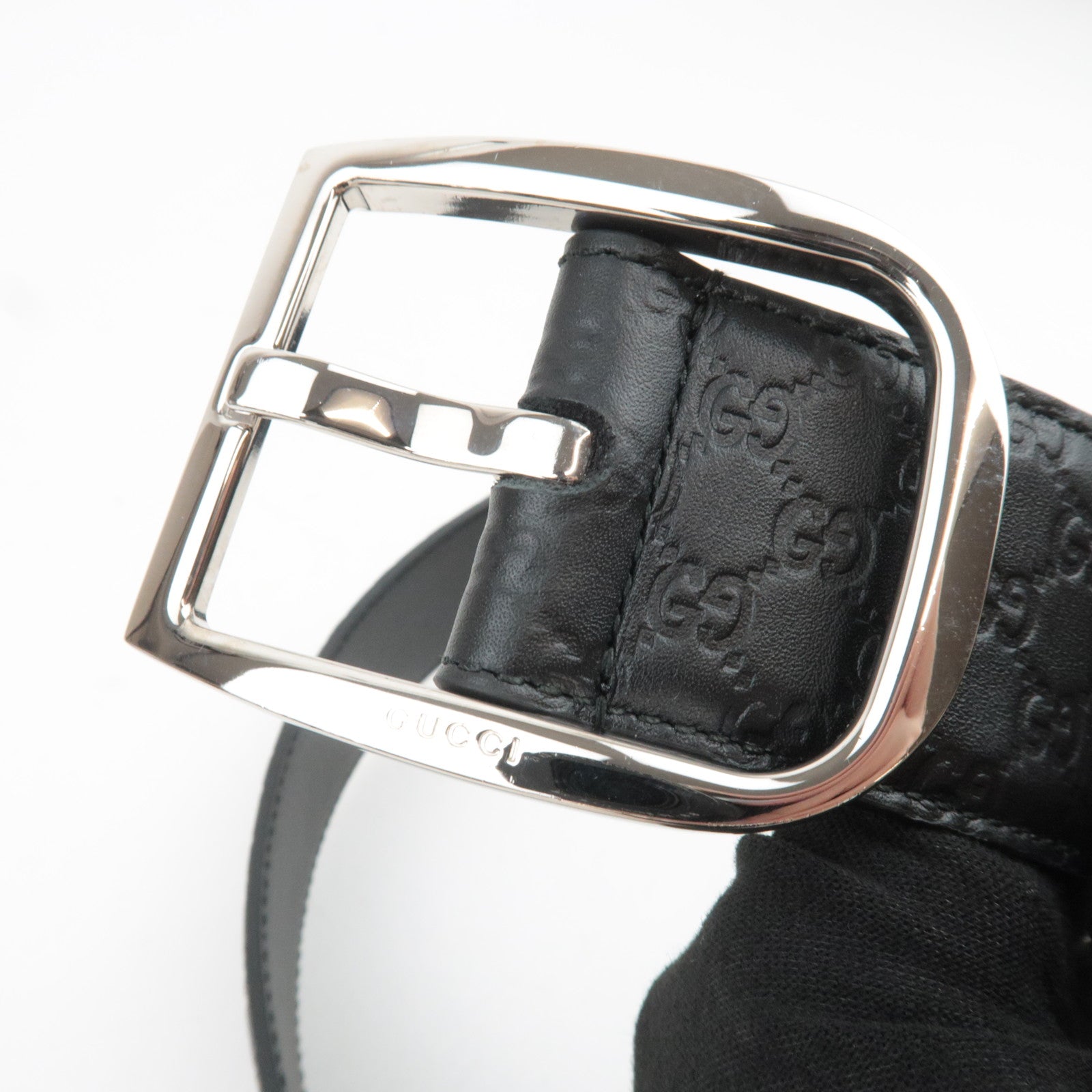 GUCCI Micro Guccissima Leather Belt 80/32 Black 449716