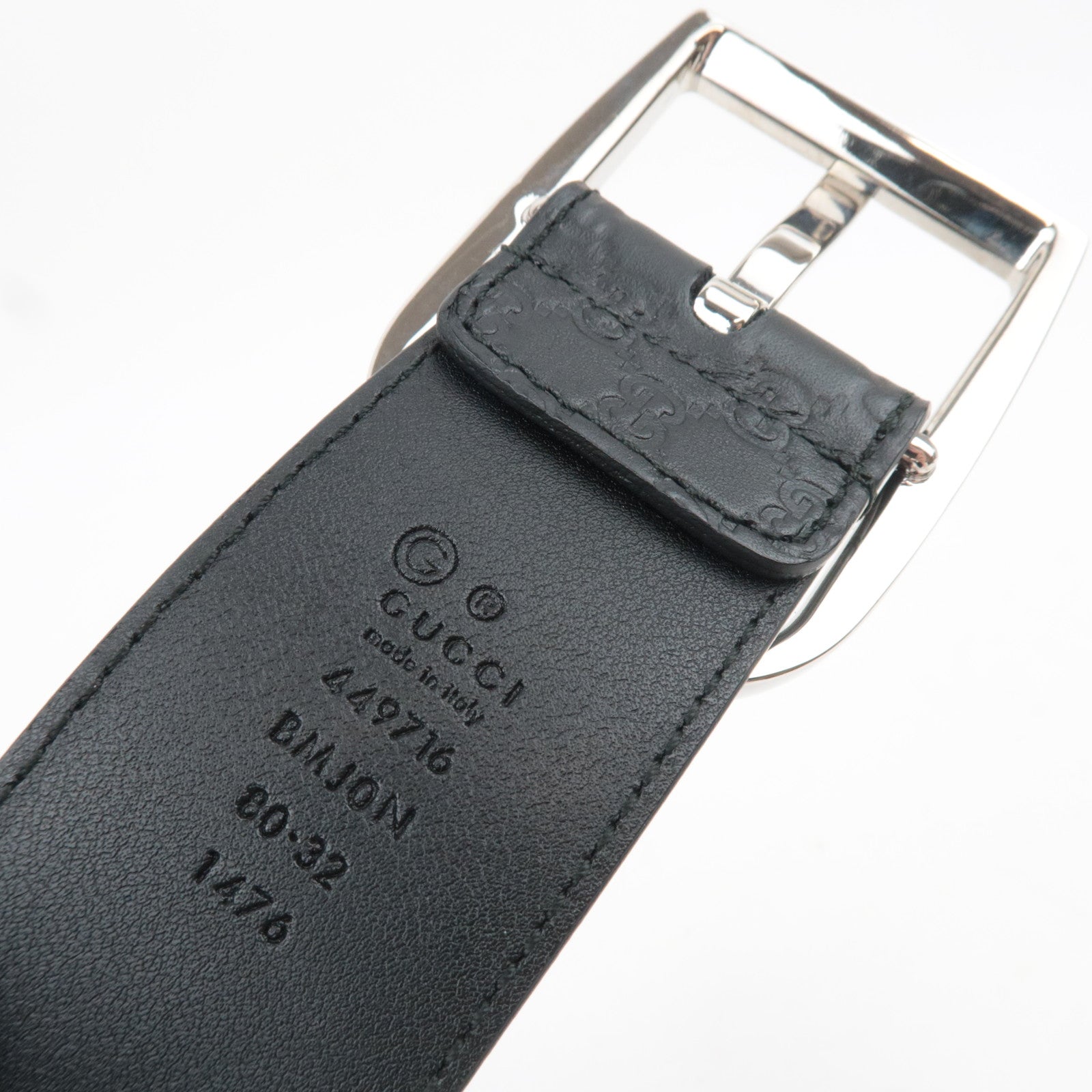 GUCCI Micro Guccissima Leather Belt 80/32 Black 449716