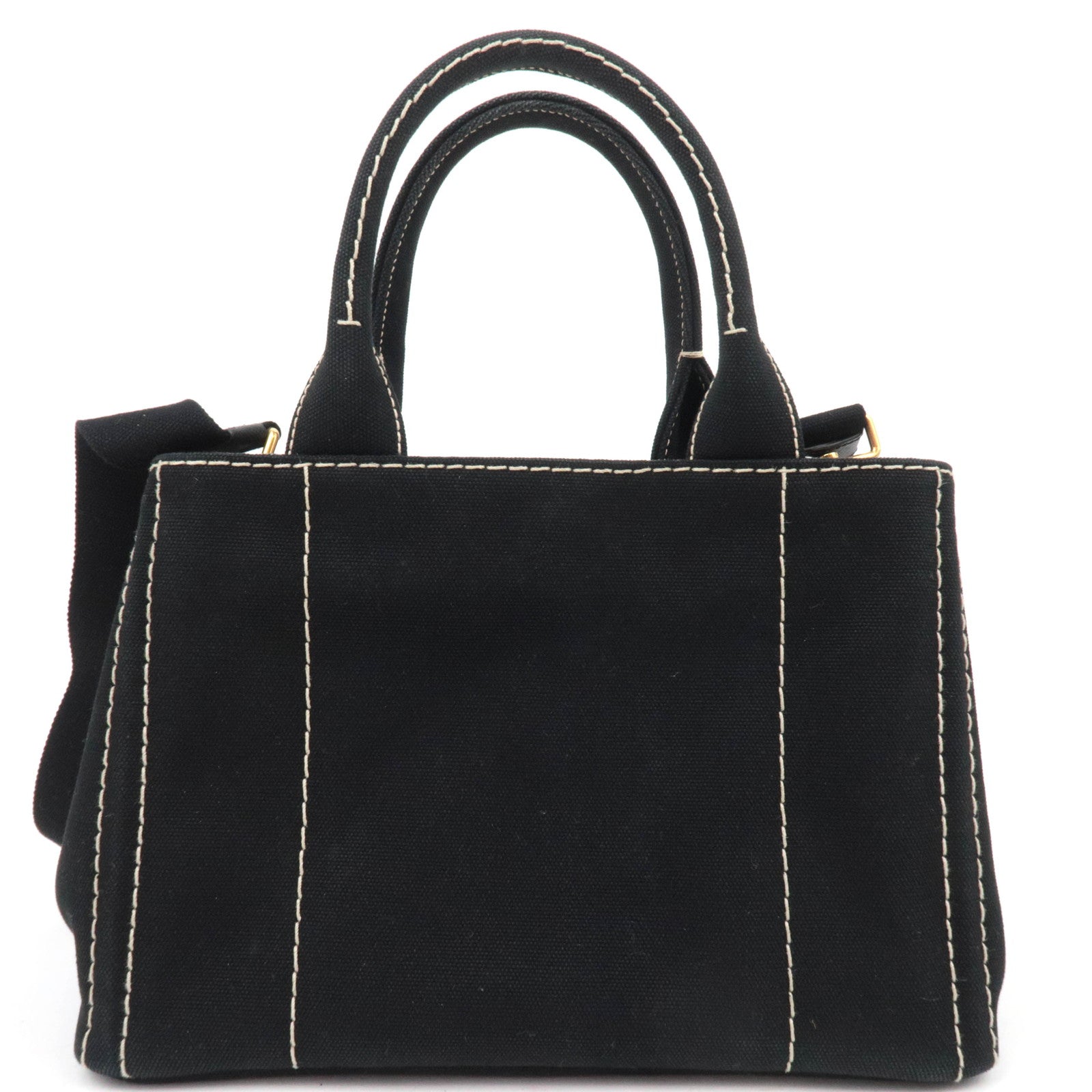 PRADA Canapa Mini 2Way Canvas Tote Bag Black 1BG439