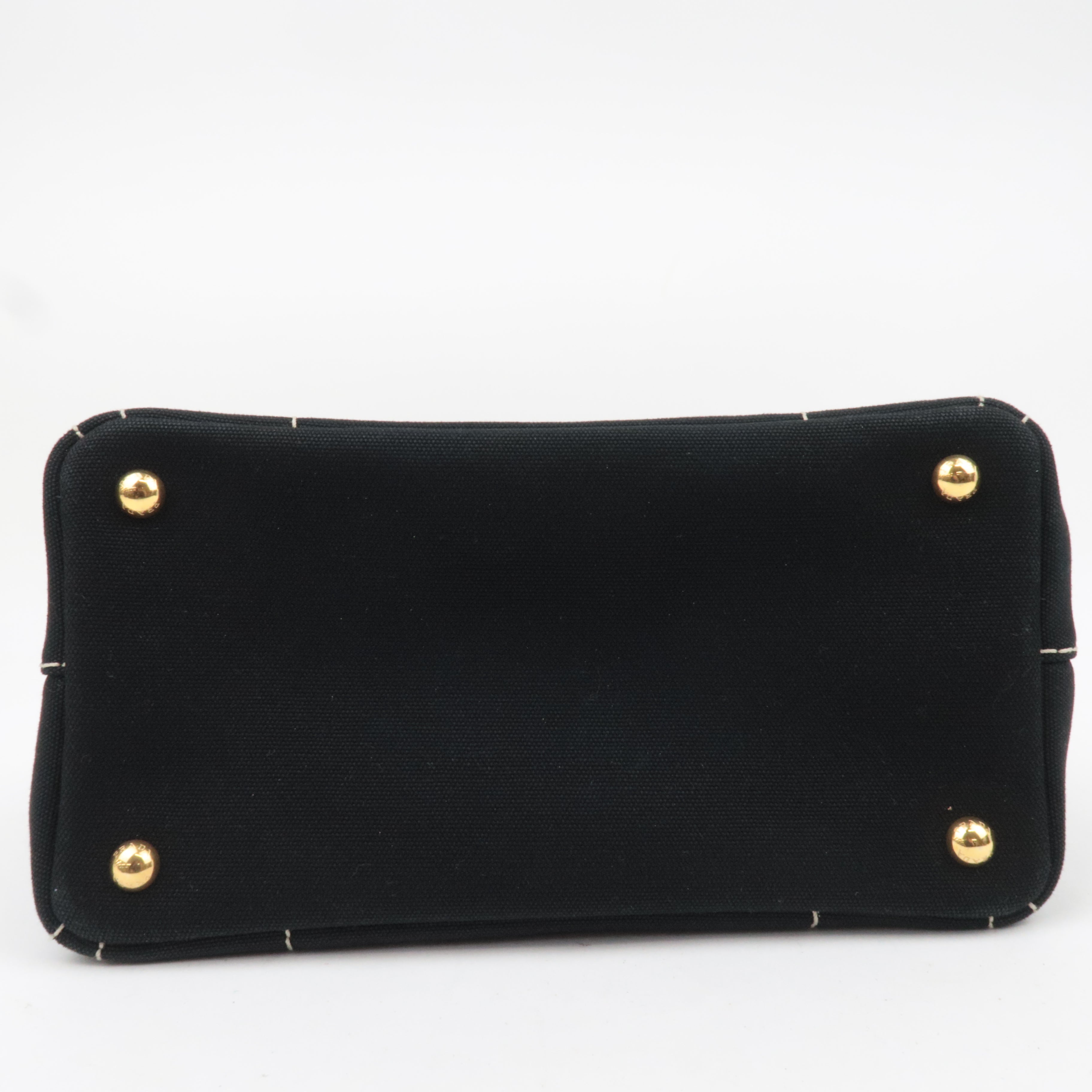 PRADA Canapa Mini 2Way Canvas Tote Bag Black 1BG439