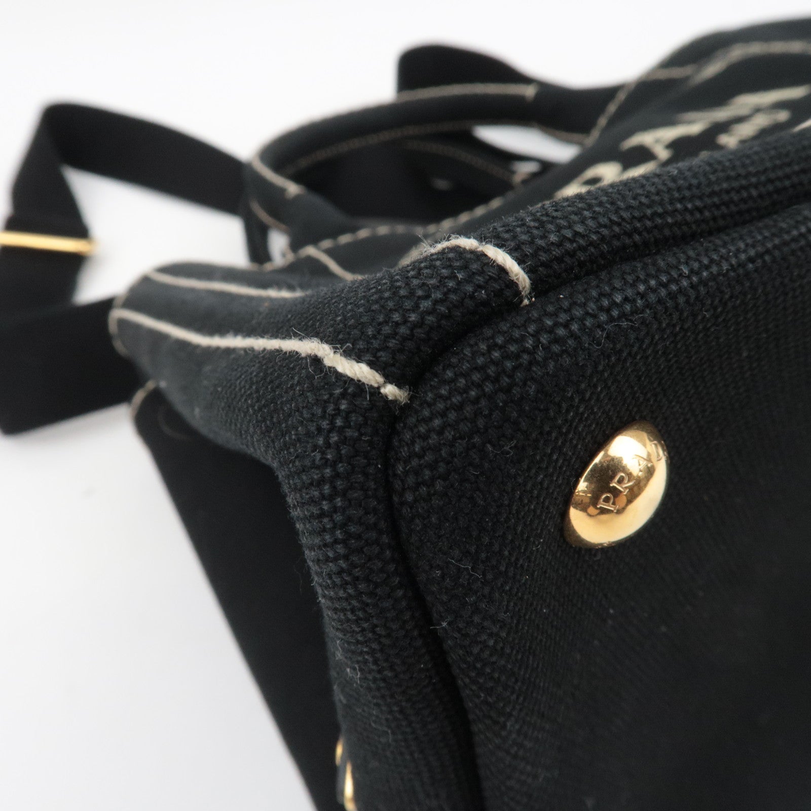 PRADA Canapa Mini 2Way Canvas Tote Bag Black 1BG439