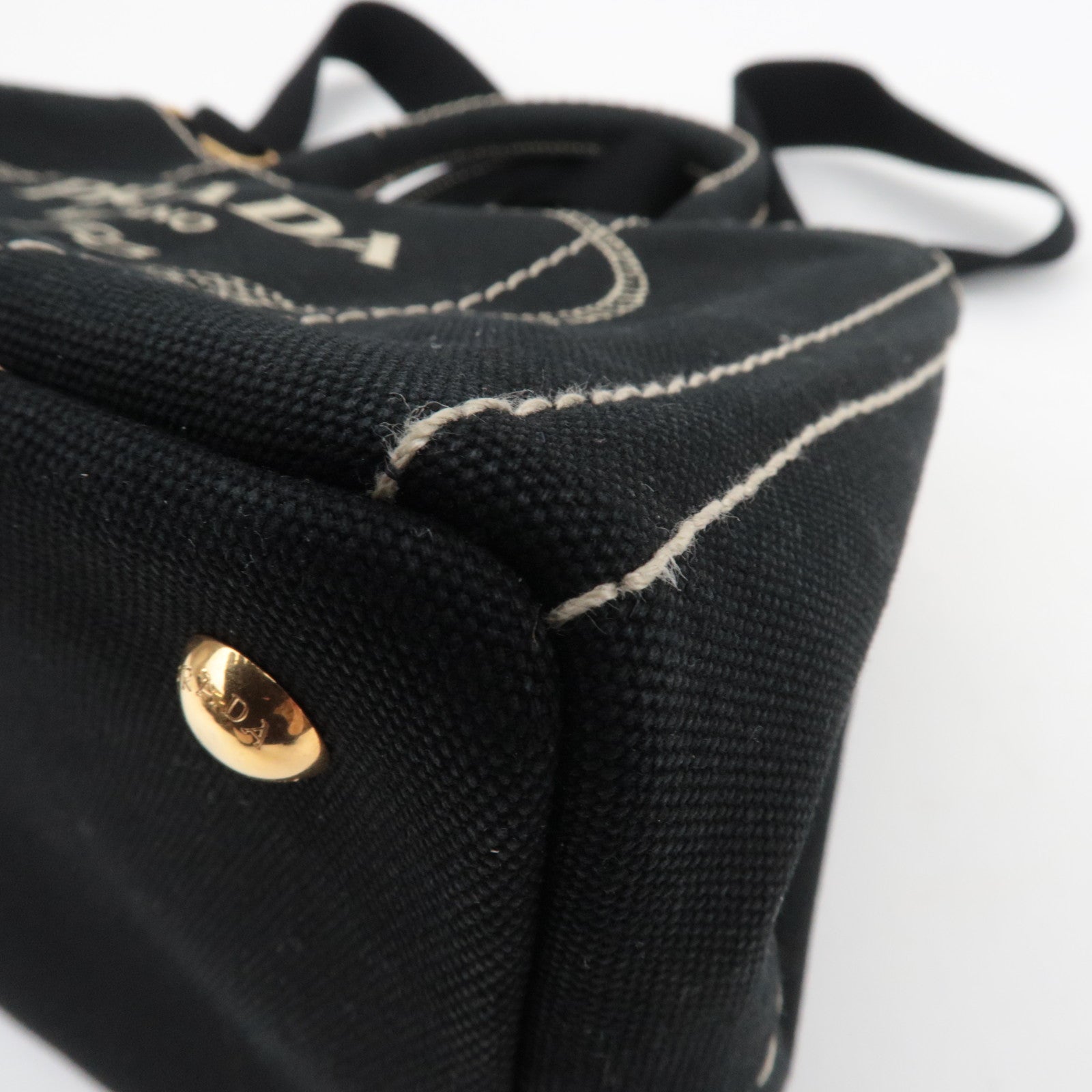 PRADA Canapa Mini 2Way Canvas Tote Bag Black 1BG439
