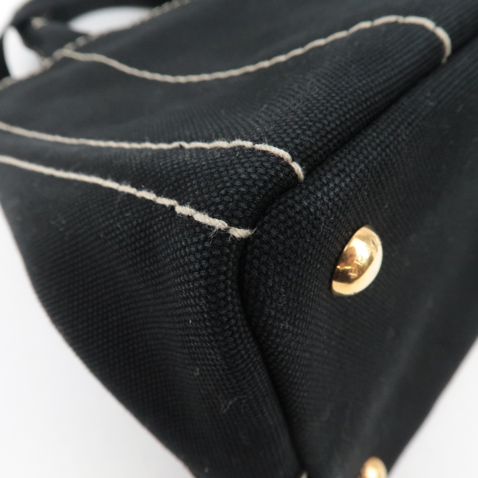 PRADA Canapa Mini 2Way Canvas Tote Bag Black 1BG439
