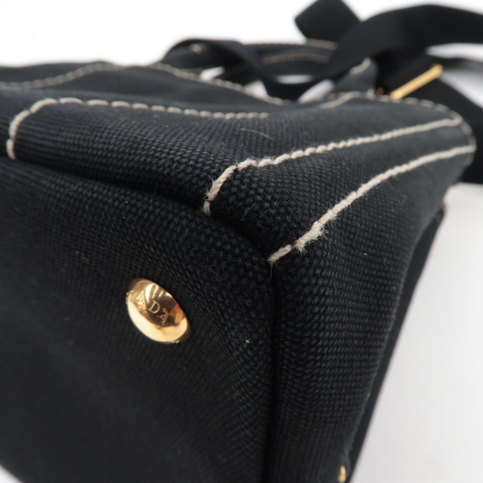 PRADA Canapa Mini 2Way Canvas Tote Bag Black 1BG439