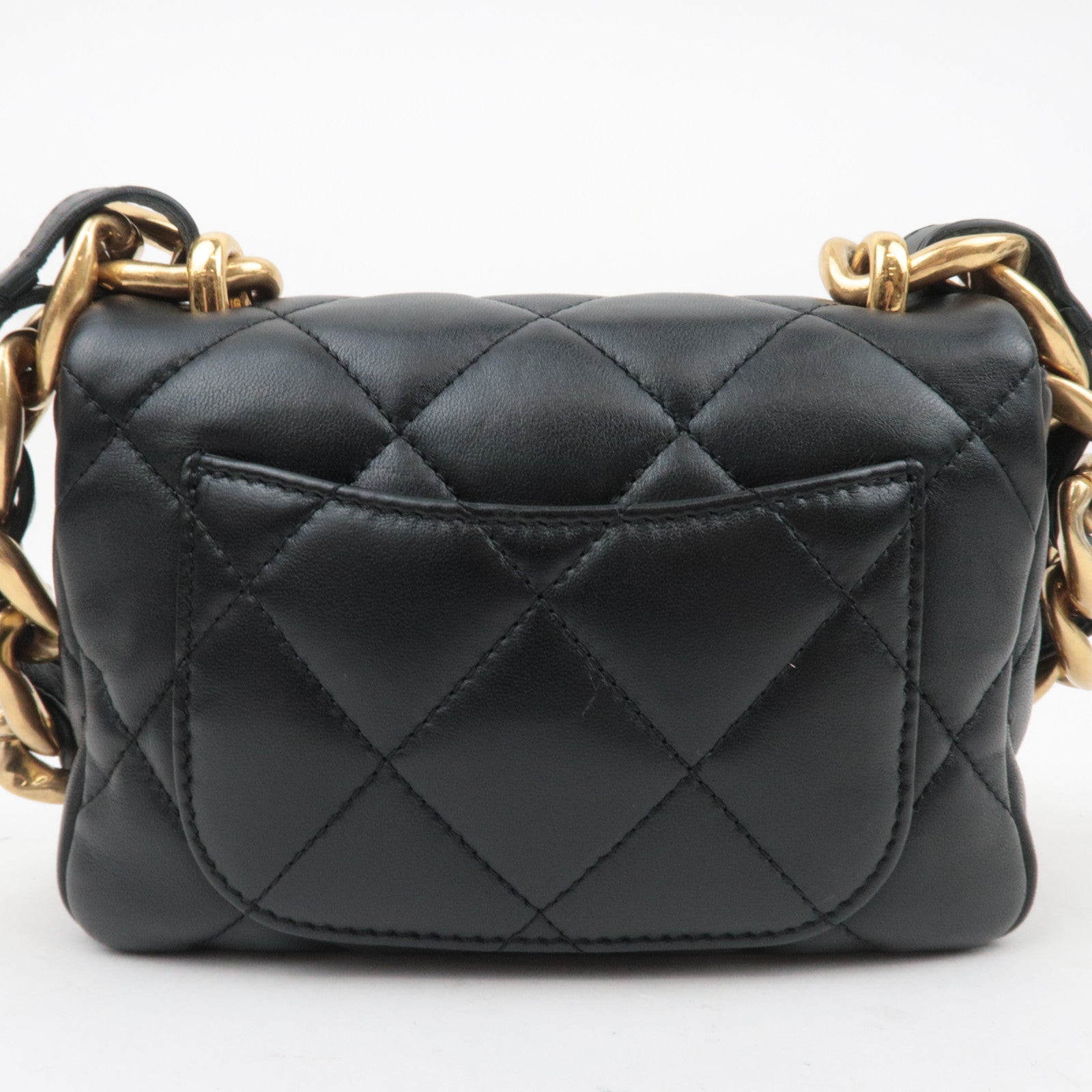 CHANEL Matelasse Lambskin Small Chain Shoulder Bag Black