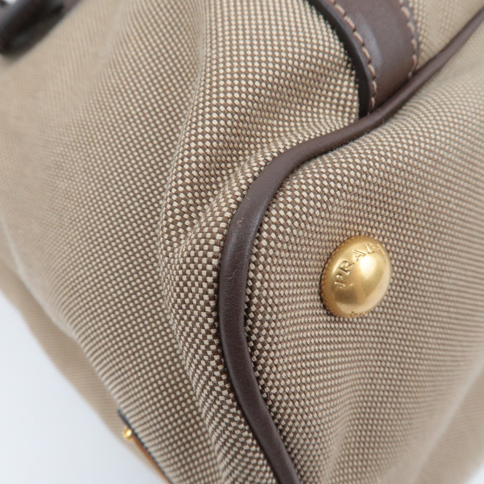 PRADA 2Way Logo Jacquard Tote Bag Khaki Brown