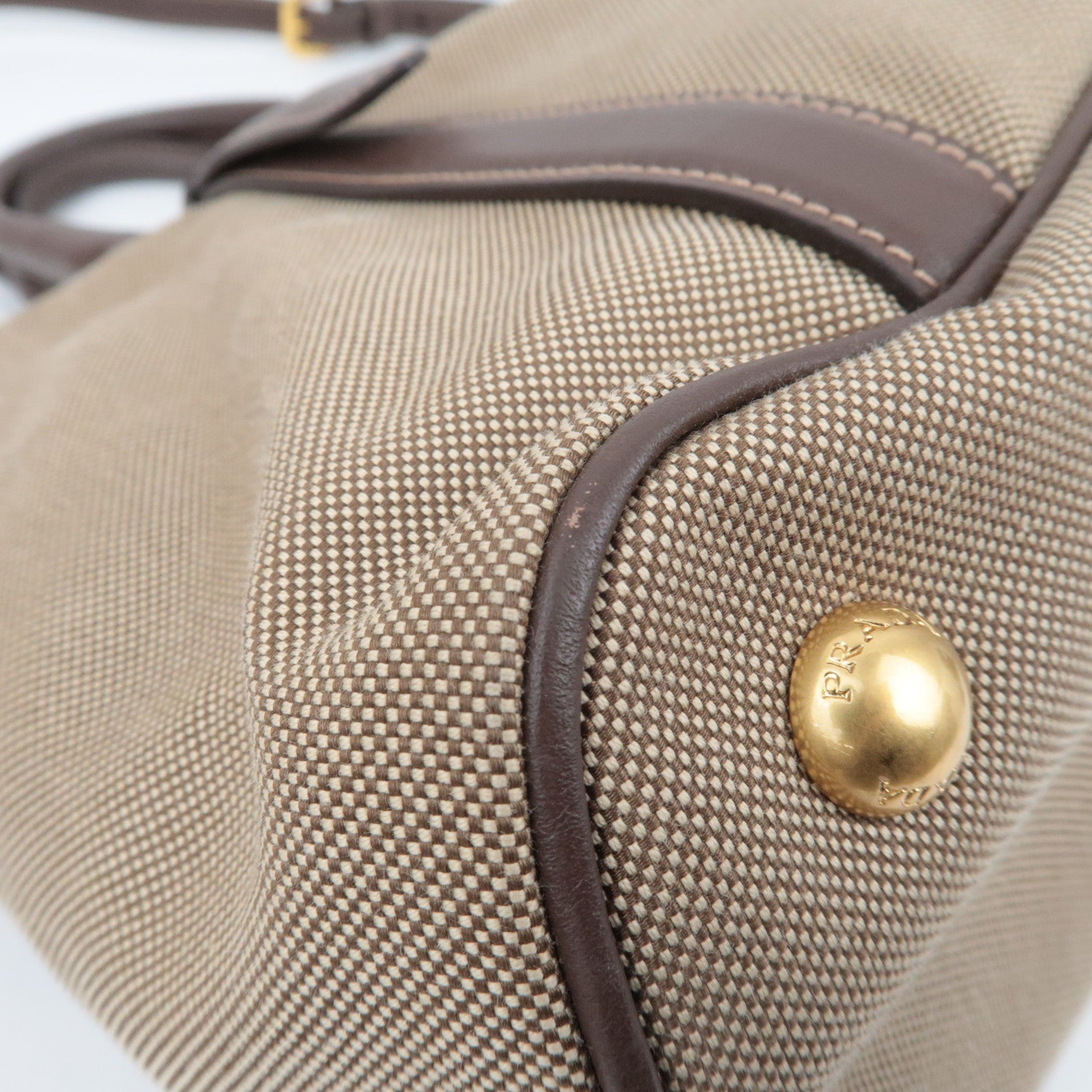 PRADA 2Way Logo Jacquard Tote Bag Khaki Brown