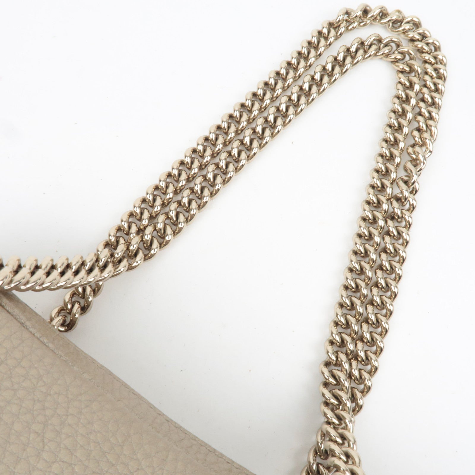 GUCCI Soho Interlocking G Leather Chain Shoulder Bag Gold 308983