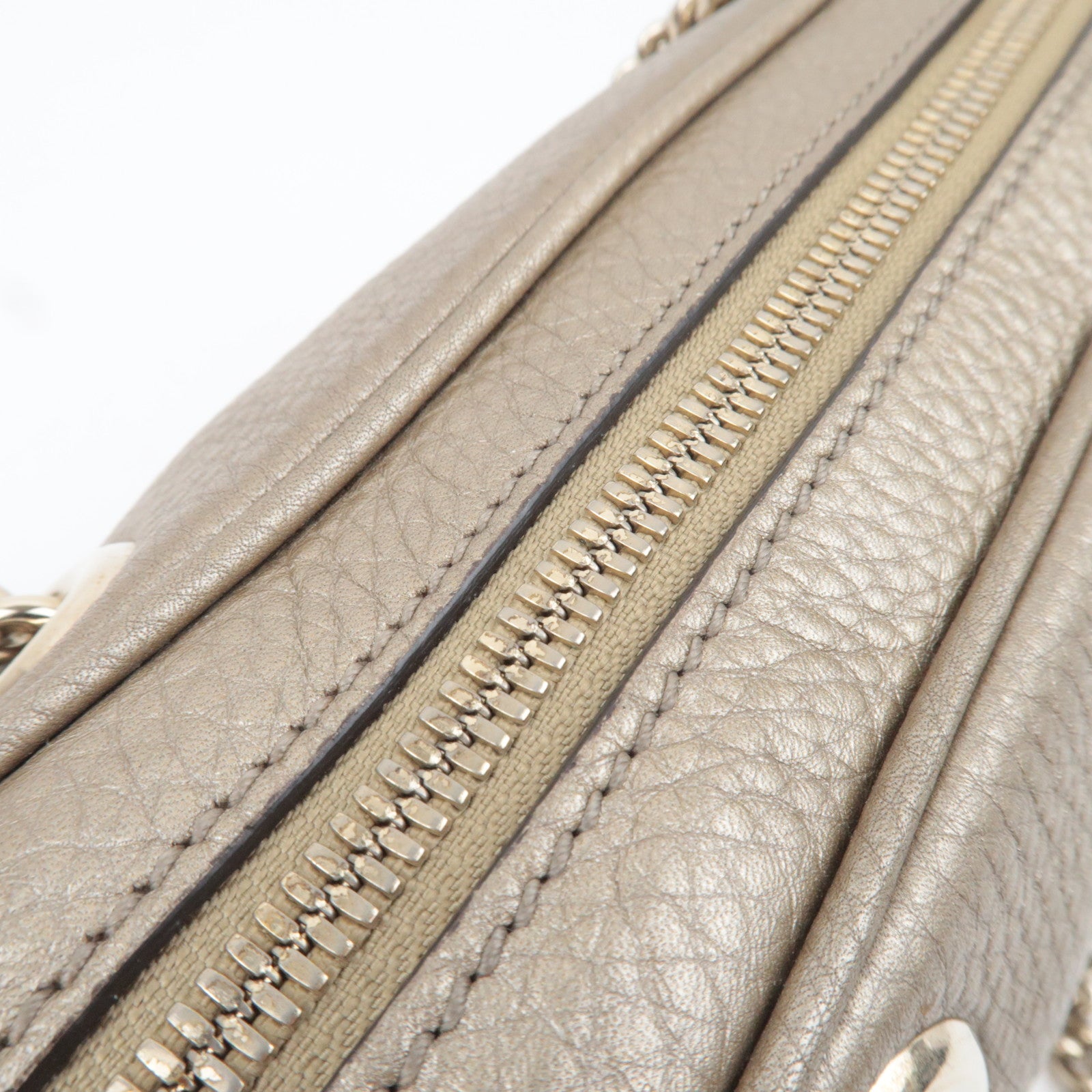 GUCCI Soho Interlocking G Leather Chain Shoulder Bag Gold 308983