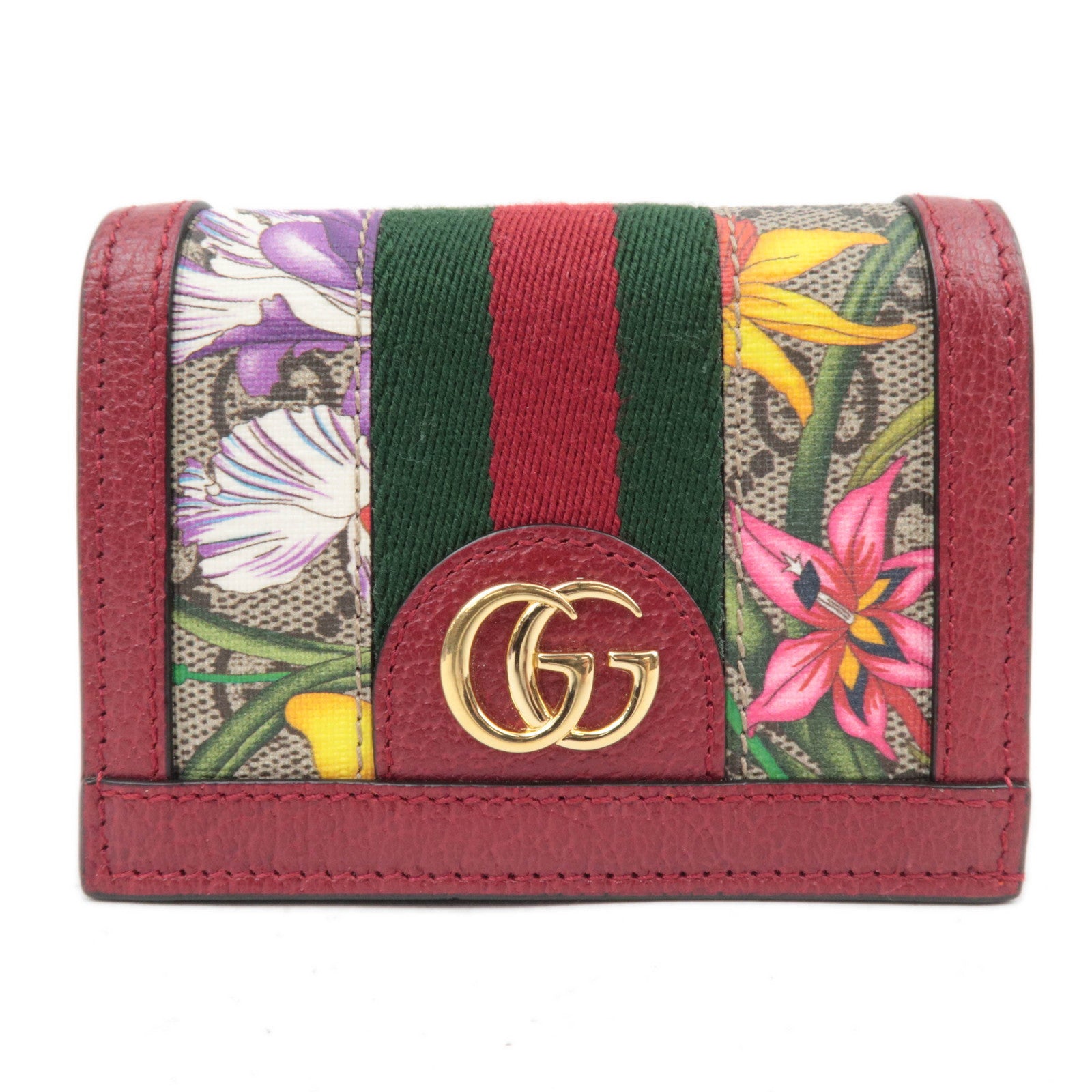 GUCCI Ophidia GG Flora GG Supreme Wallet Beige Red 52315588083