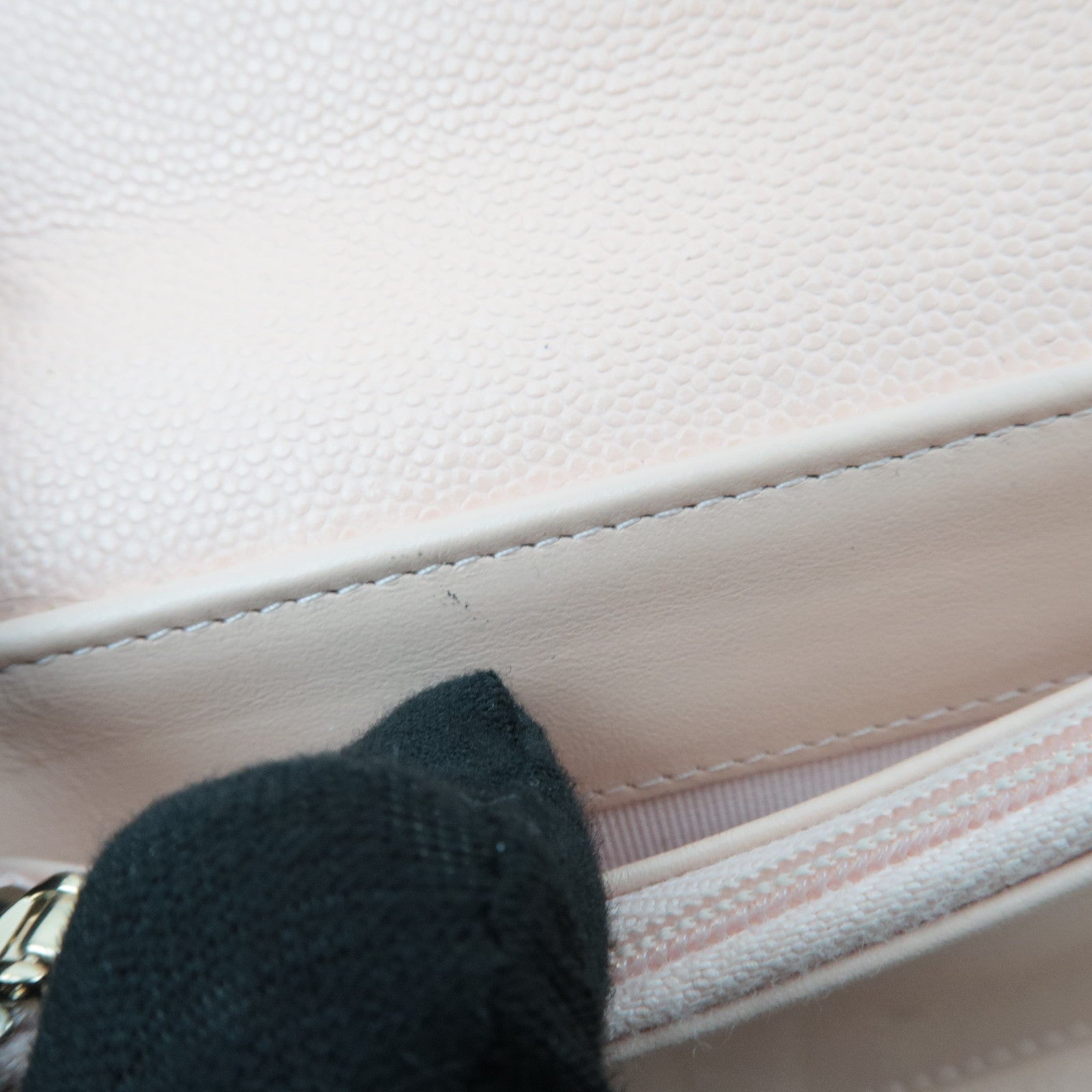 CHANEL Coco Mark Matelasse Caviarskin Wallet Pink Beige