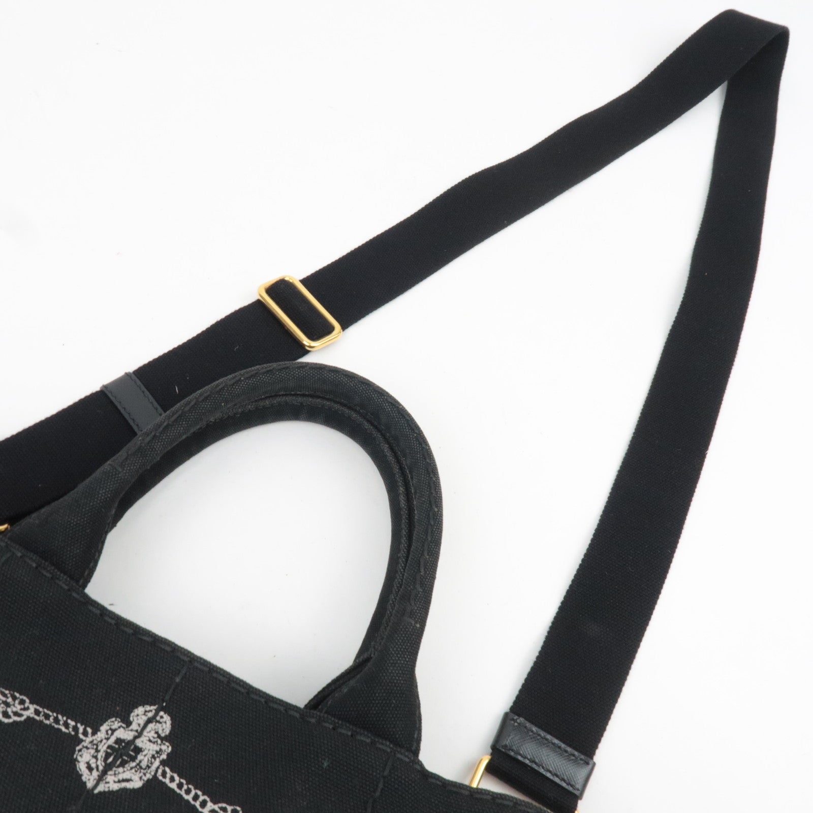 PRADA Canapa Mini 2Way Canvas Tote Bag Black 1BG439