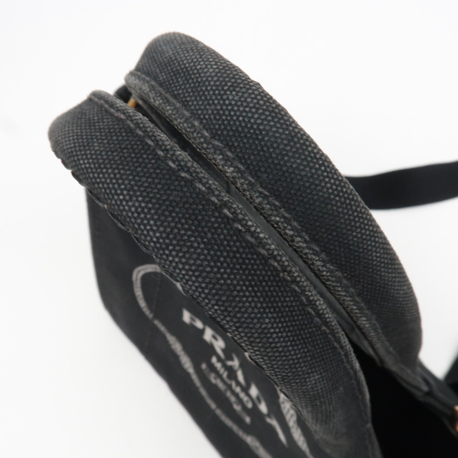 PRADA Canapa Mini 2Way Canvas Tote Bag Black 1BG439