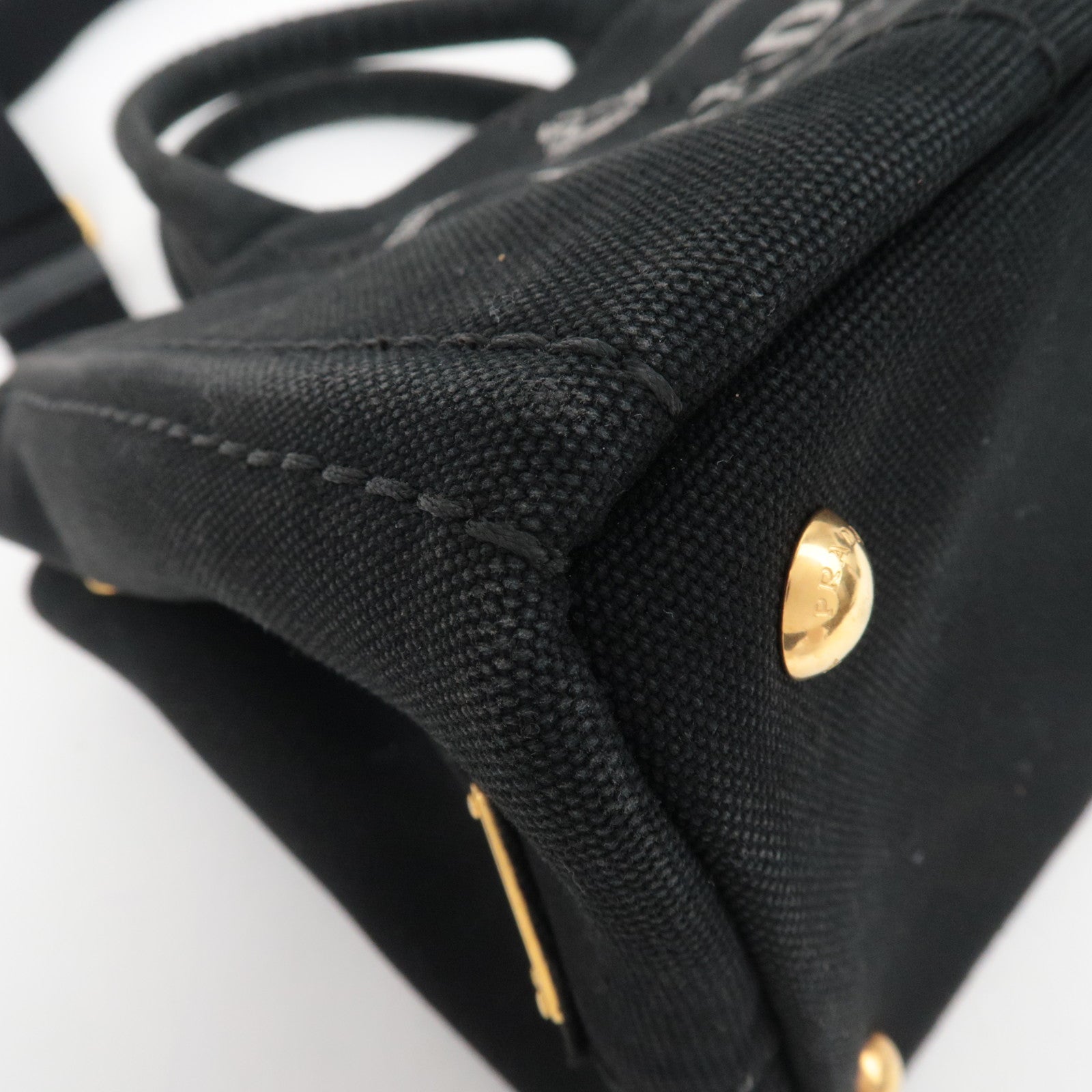 PRADA Canapa Mini 2Way Canvas Tote Bag Black 1BG439