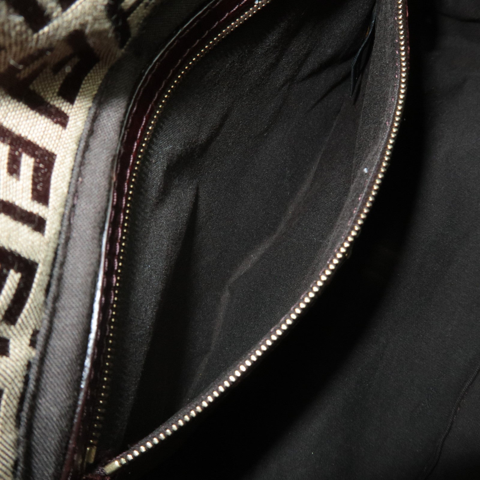 FENDI Zucchino Mamma Baguette Shoulder Bag Brown 8BR001