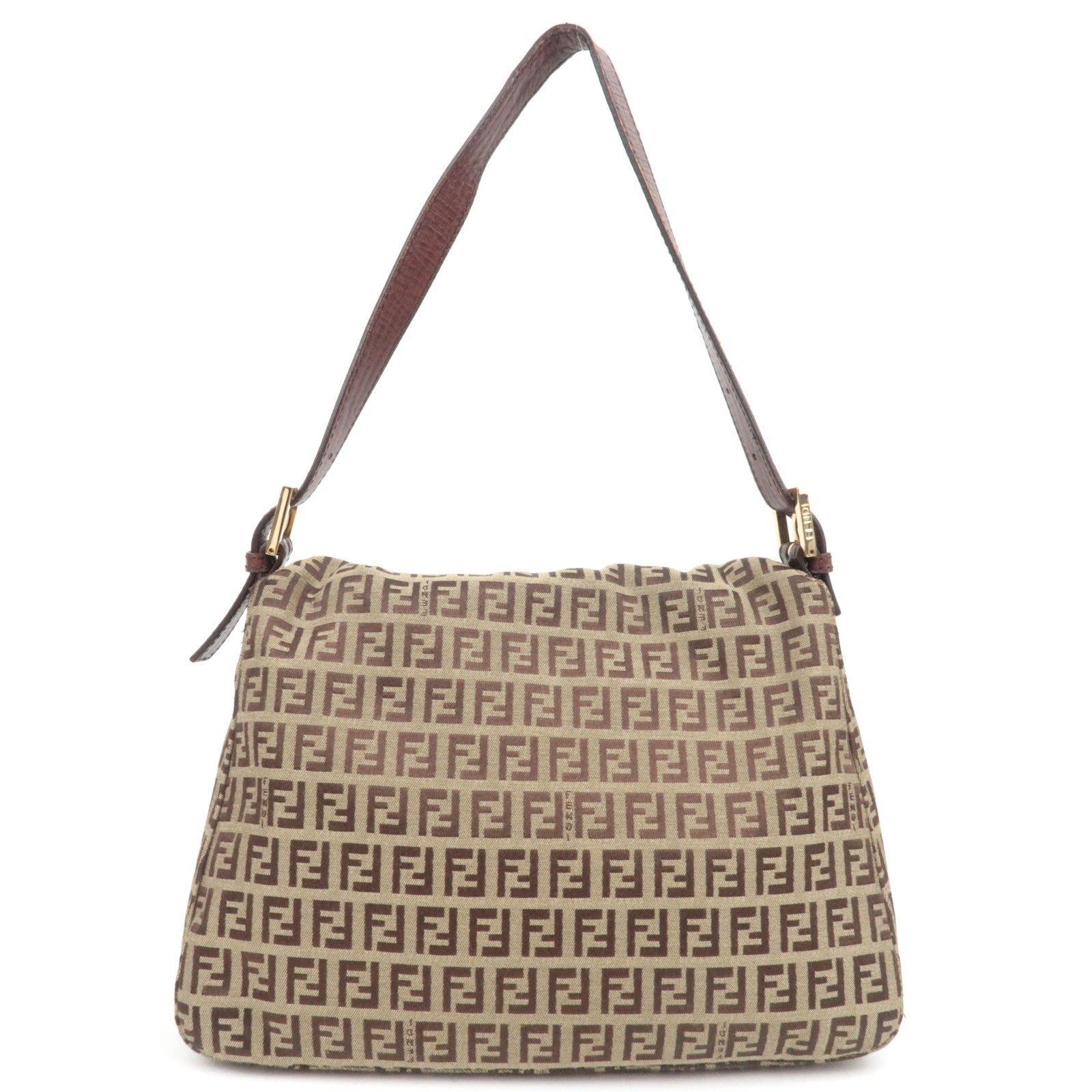 FENDI Zucchino Mamma Baguette Shoulder Bag Brown 8BR001