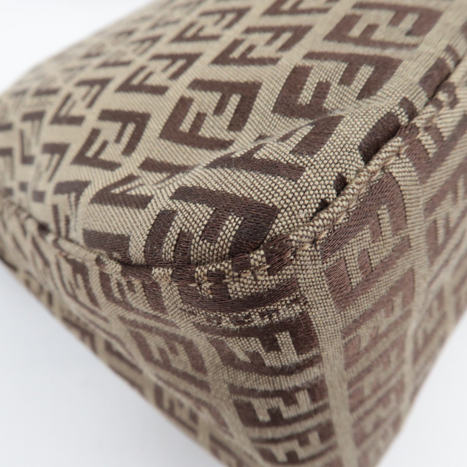 FENDI Zucchino Mamma Baguette Shoulder Bag Brown 8BR001
