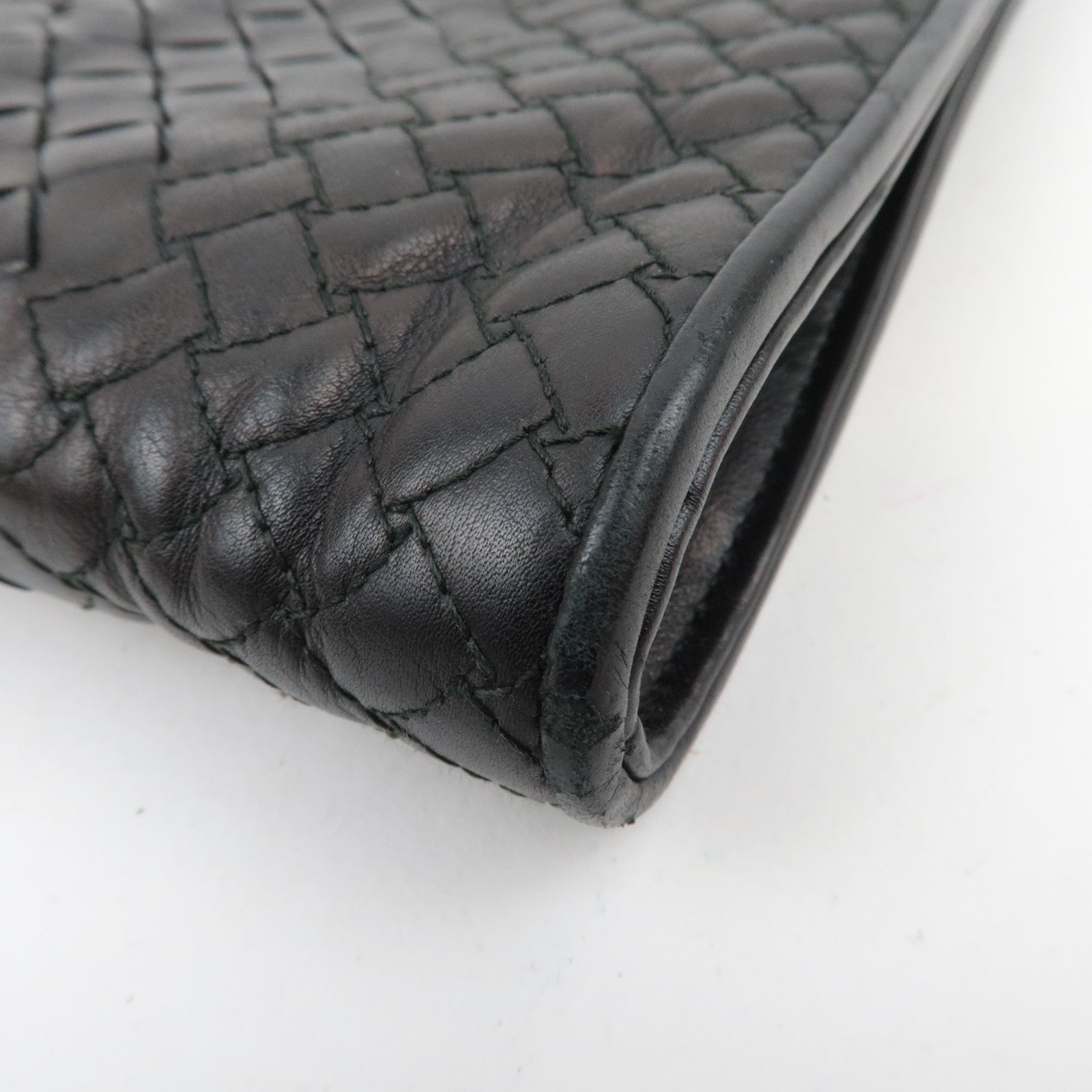 BOTTEGA VENETA Intrecciato Leather Clutch Bag Black