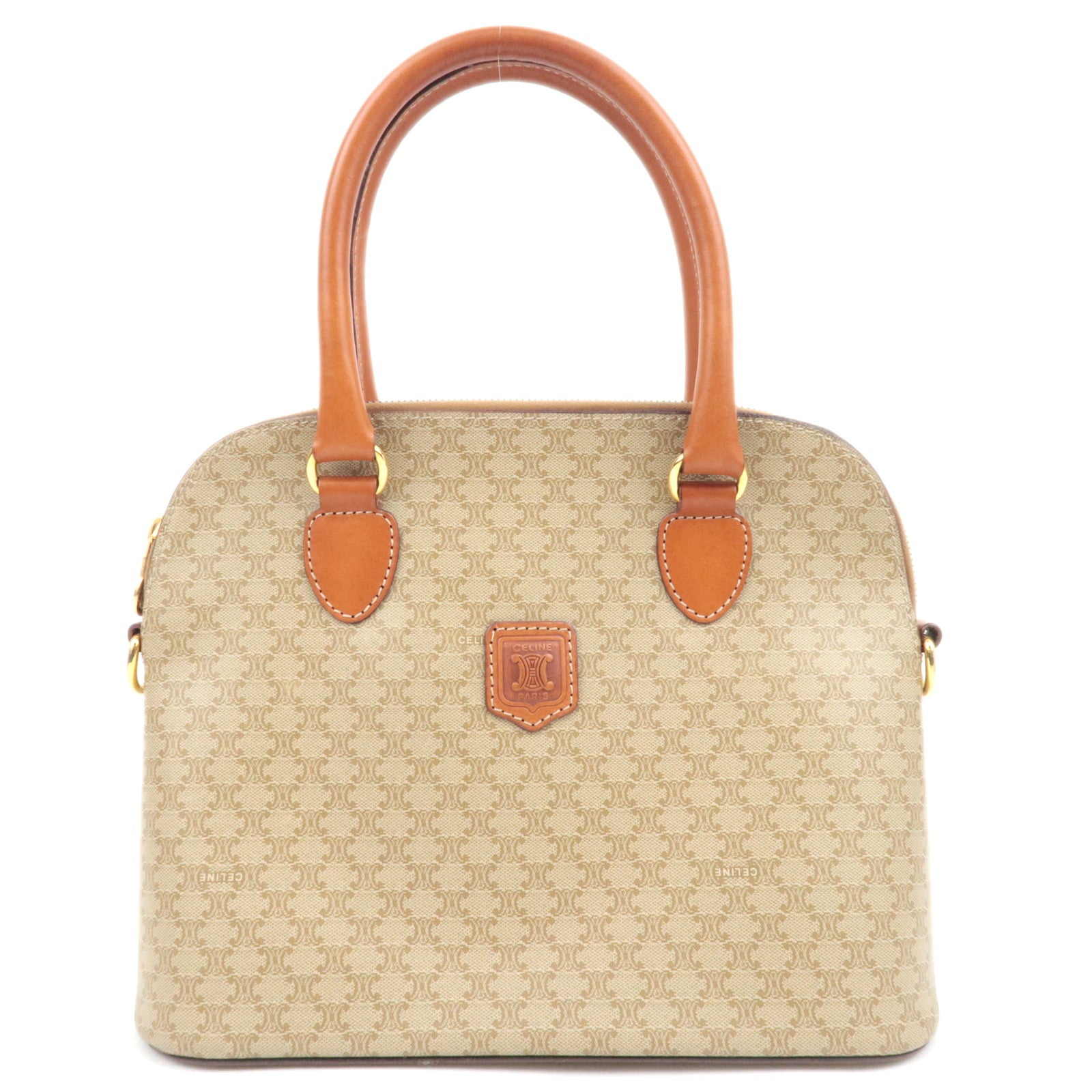 CELINE Macadam PVC Leather Handbag Beige Brown88103