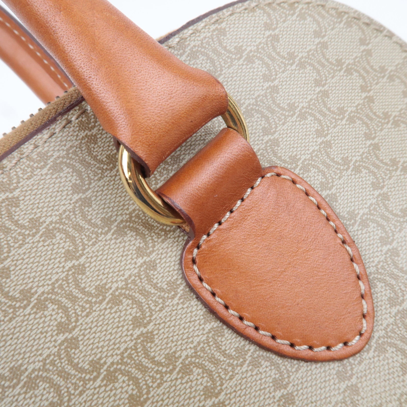CELINE Macadam PVC Leather Handbag Beige Brown