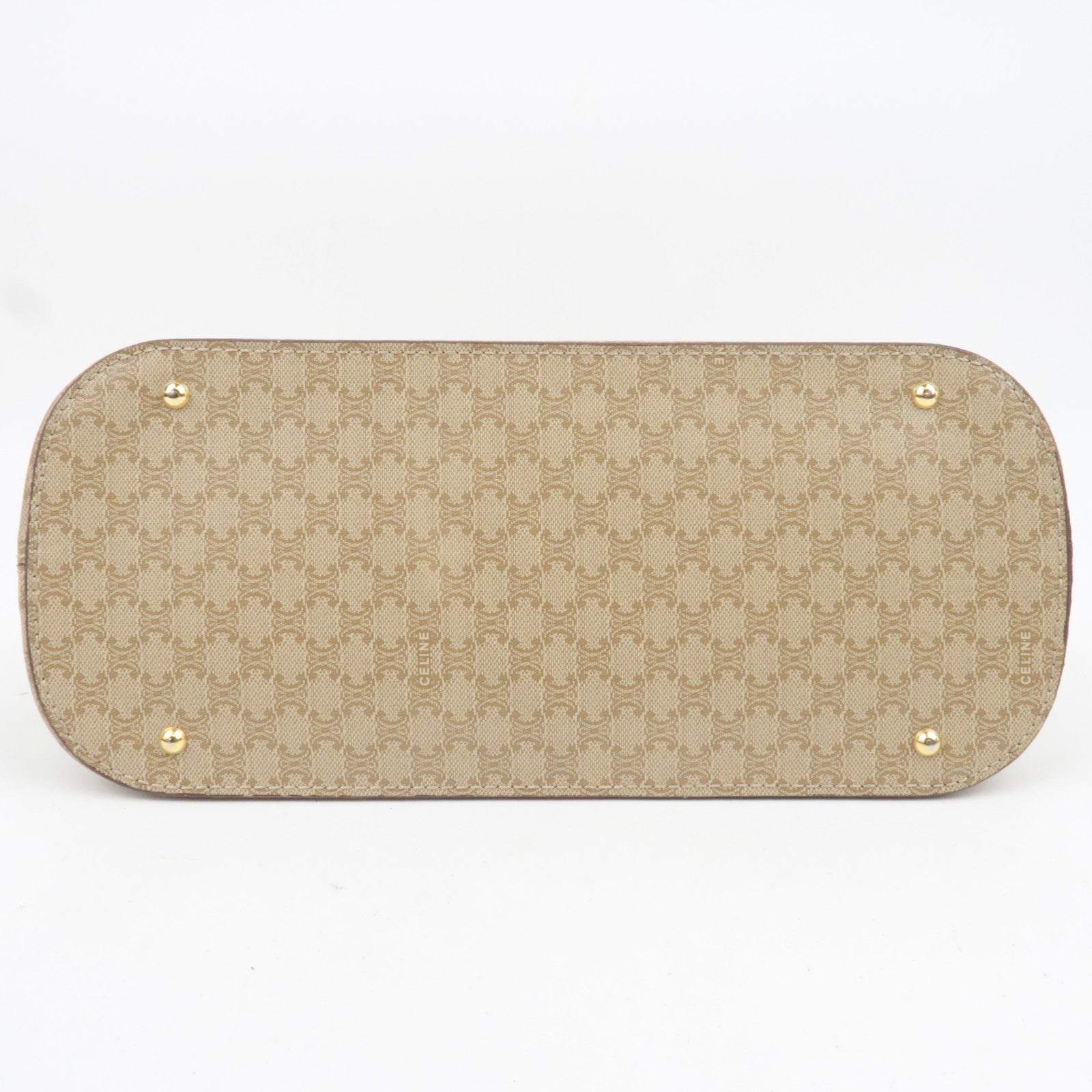 CELINE Macadam PVC Leather Handbag Beige Brown
