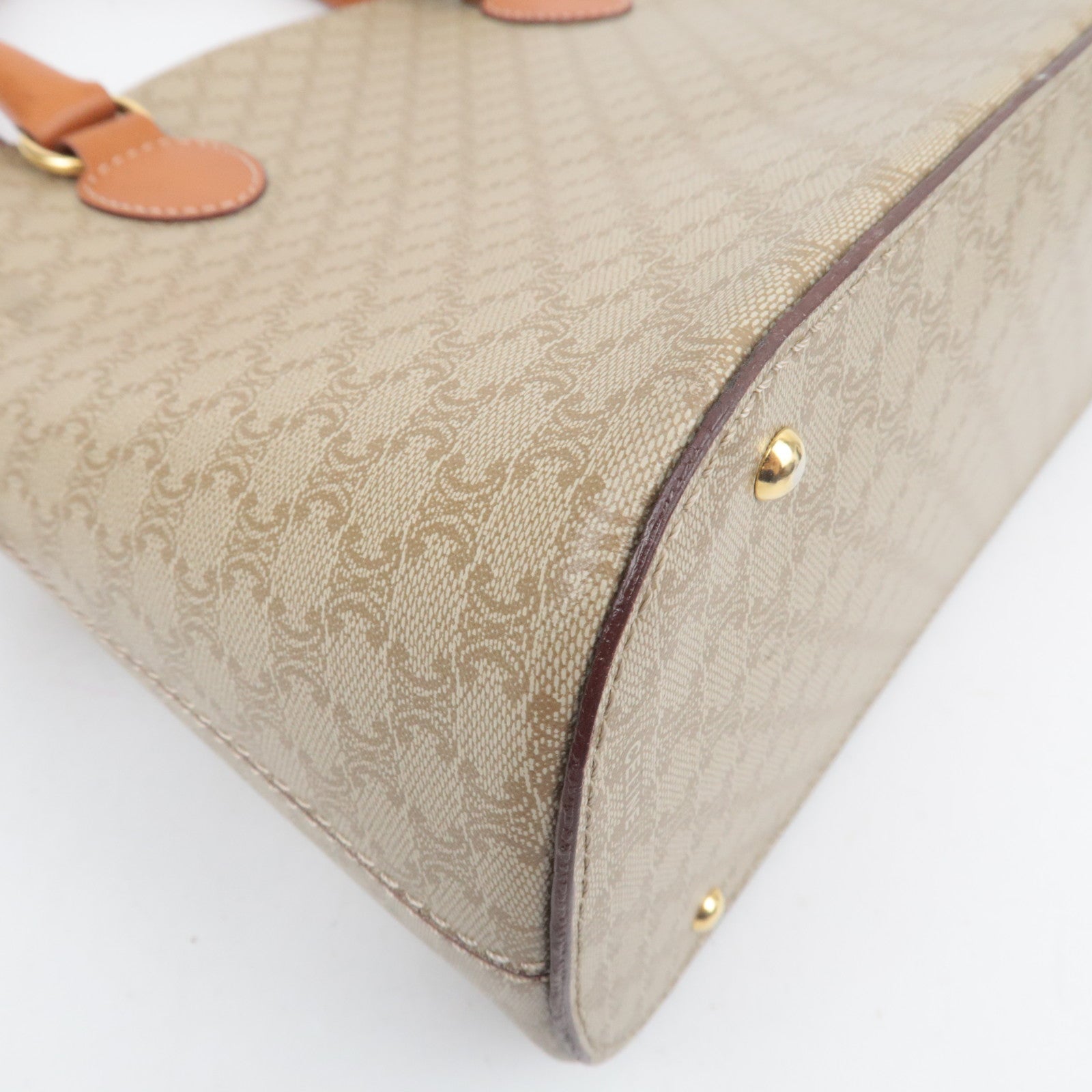 CELINE Macadam PVC Leather Handbag Beige Brown