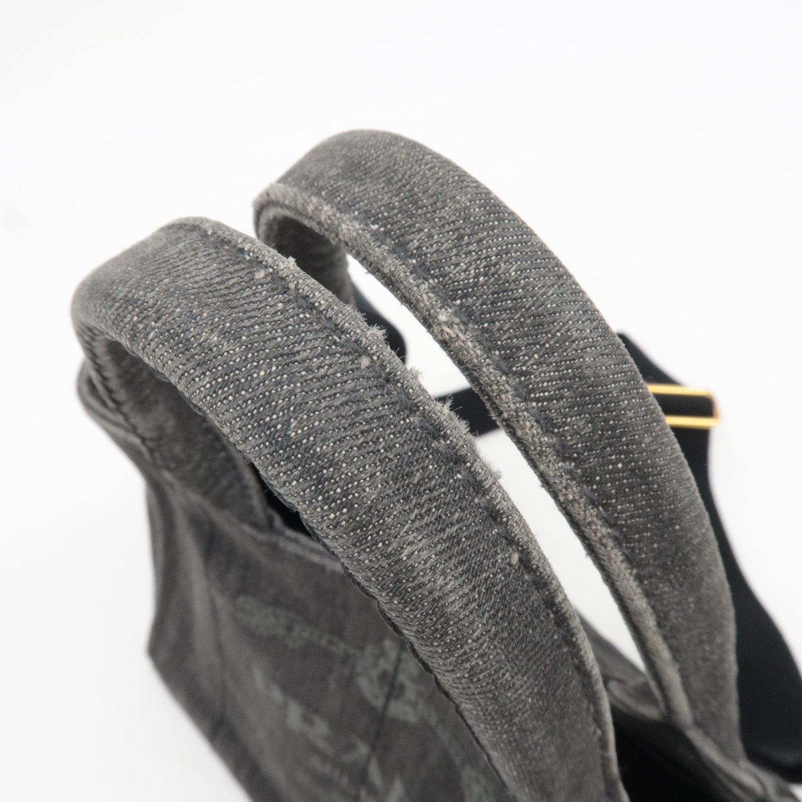 PRADA Canapa Mini 2Way Denim Tote Bag Black 1BG439