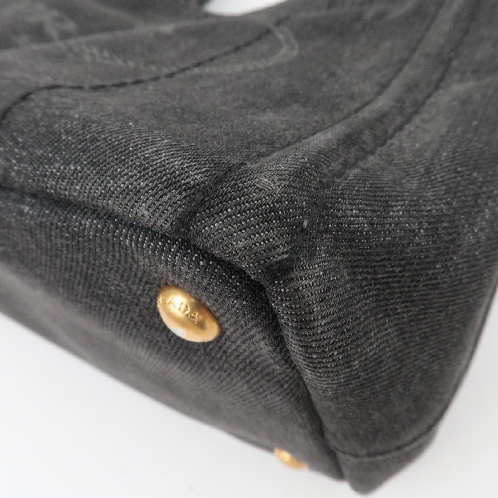 PRADA Canapa Mini 2Way Denim Tote Bag Black 1BG439