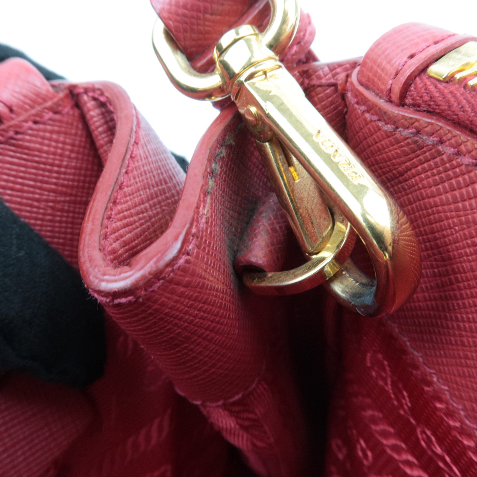 PRADA Galleria Saffiano Leather 2Way Handbag Red