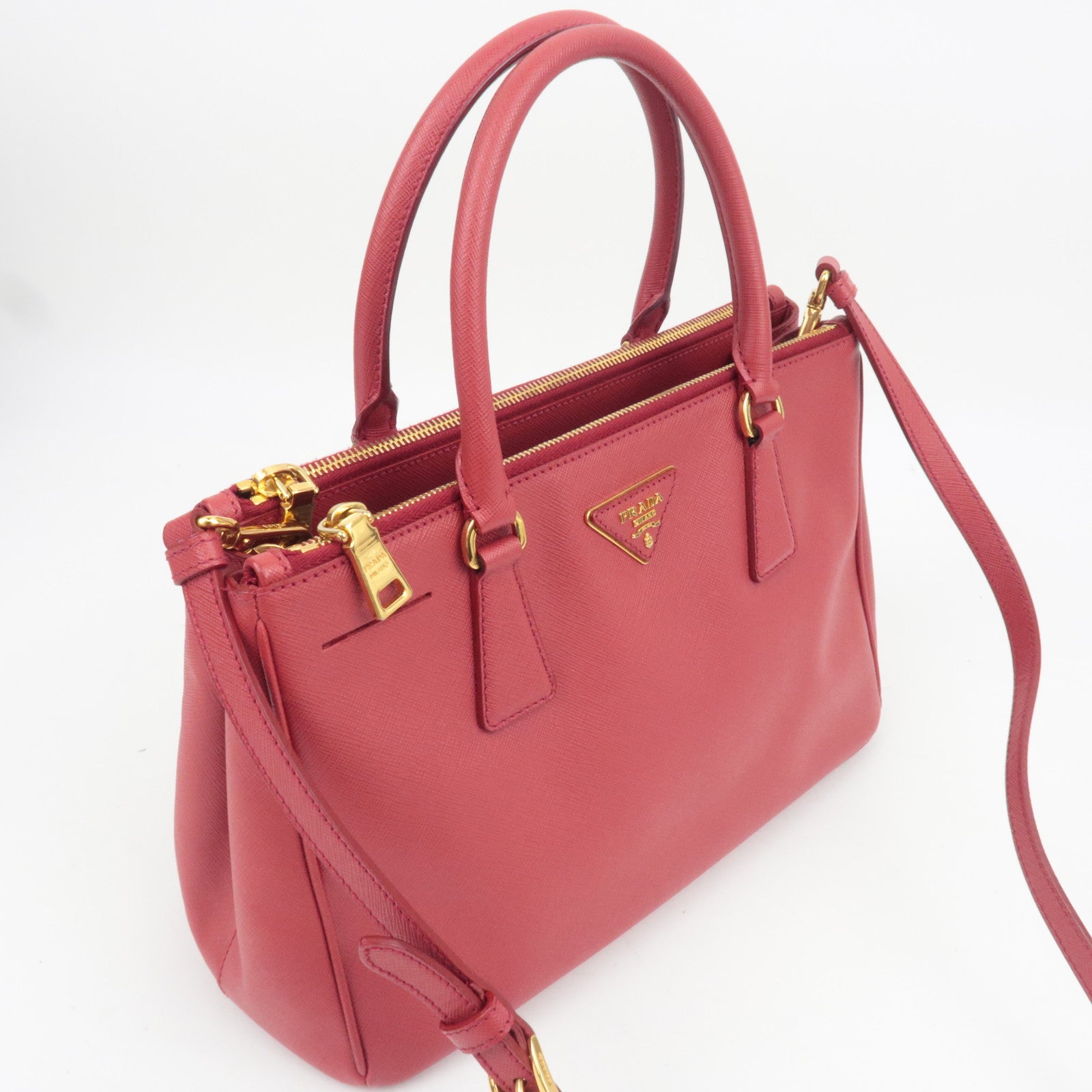 PRADA Galleria Saffiano Leather 2Way Handbag Red