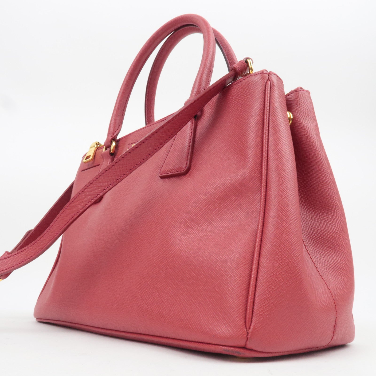 PRADA Galleria Saffiano Leather 2Way Handbag Red