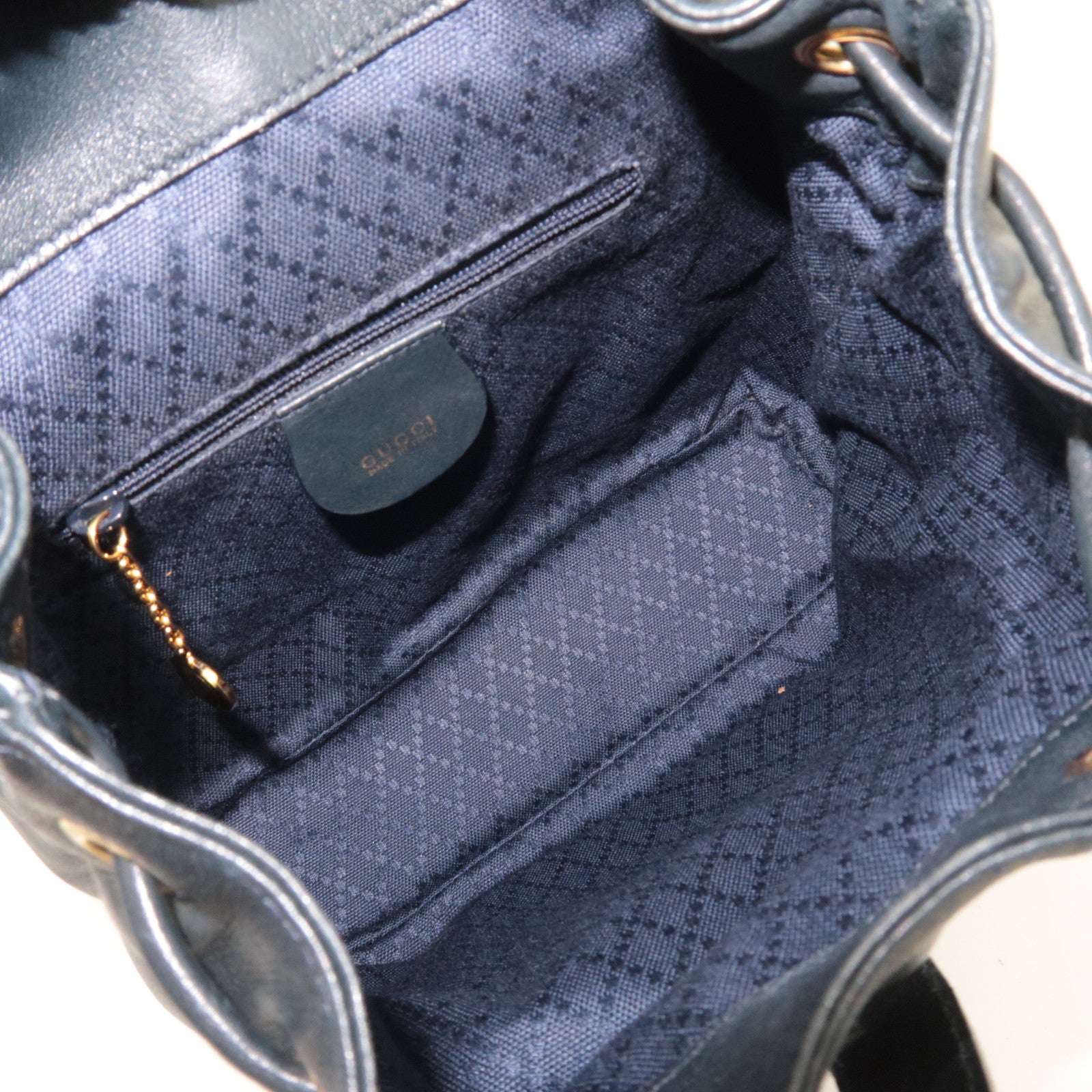 GUCCI Bamboo Leather Backpack Dark Navy 008.3444.0030