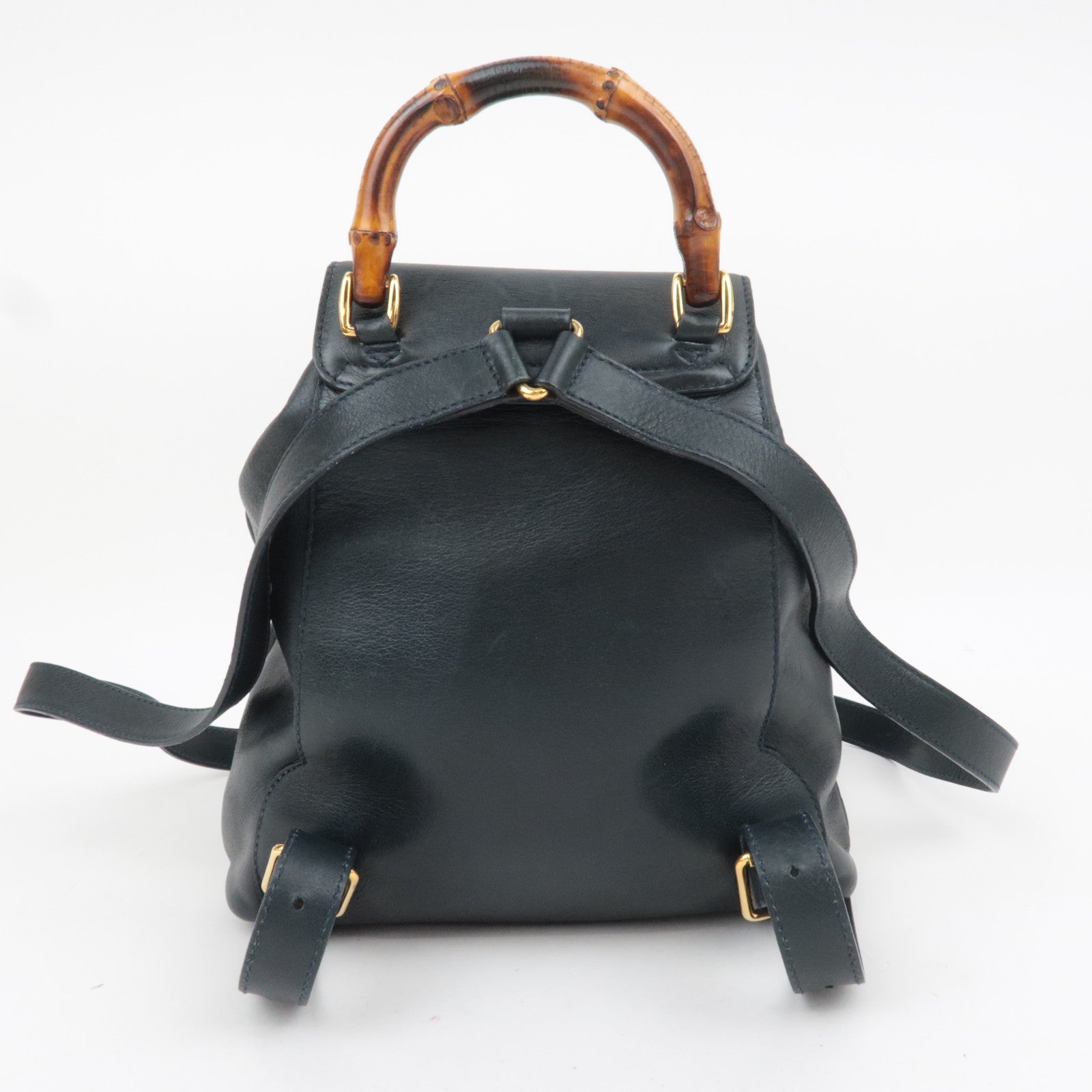 GUCCI Bamboo Leather Backpack Dark Navy 008.3444.0030