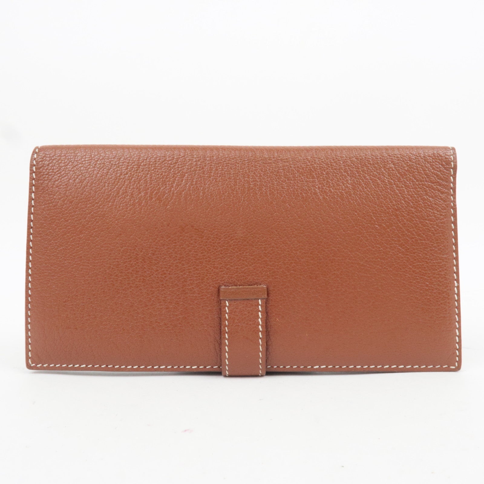 HERMES Bearn Classic Leather Long Wallet  □I Stamp (2005) Brown Silver HDW