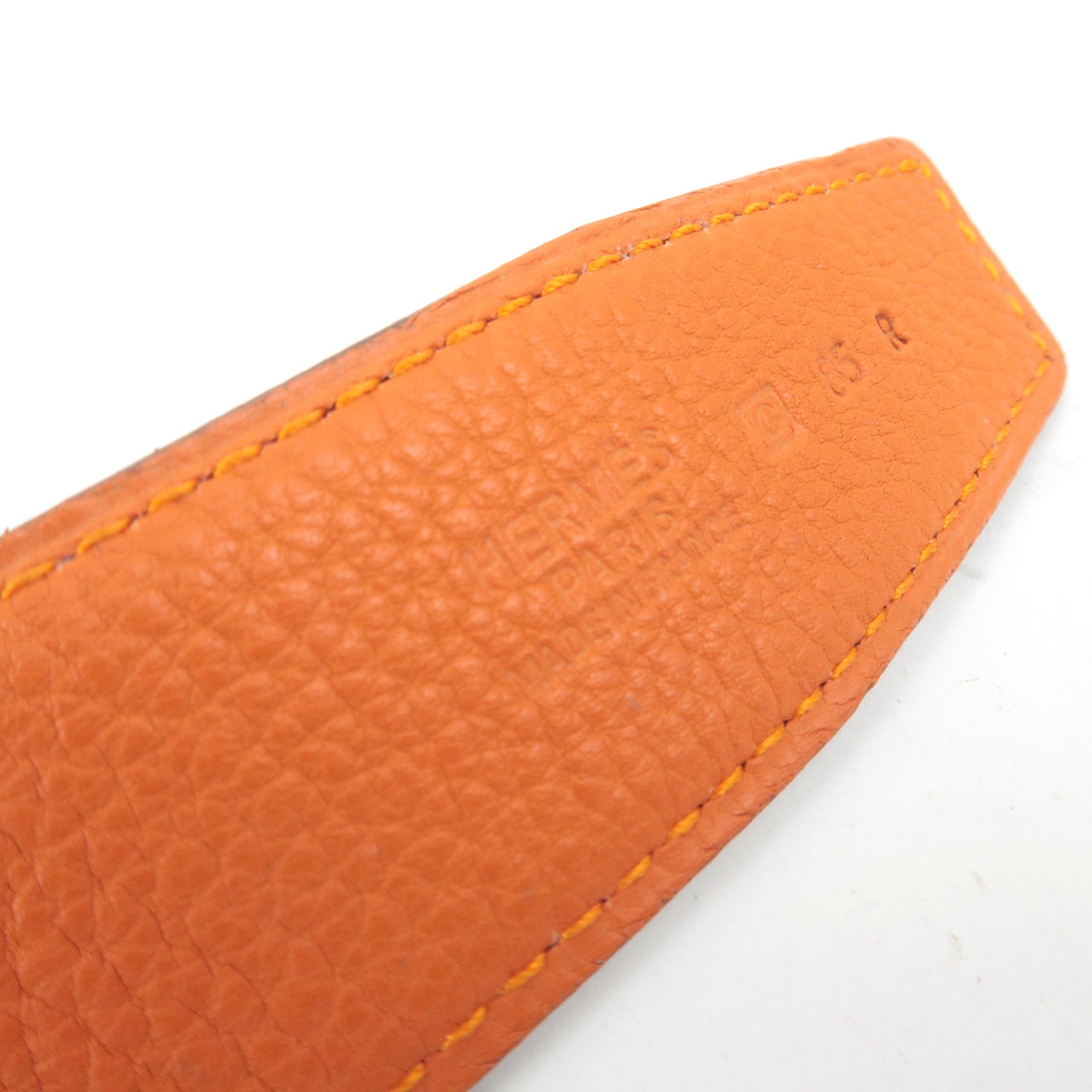 Hermes Constance H Reversible Leather Belt 85 □G Stamp (2003) Orange