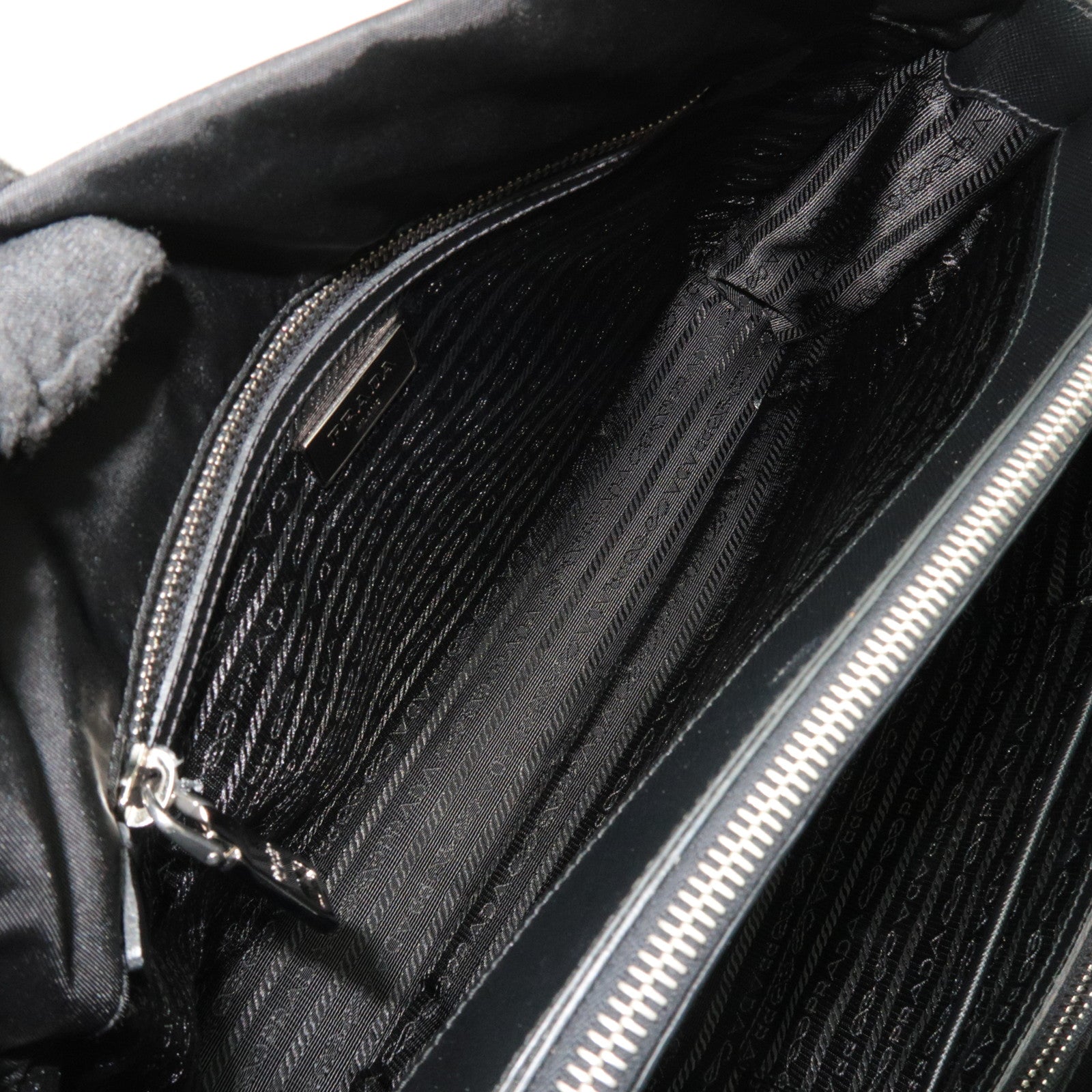 PRADA 2Way Nylon Leather Handbag Black