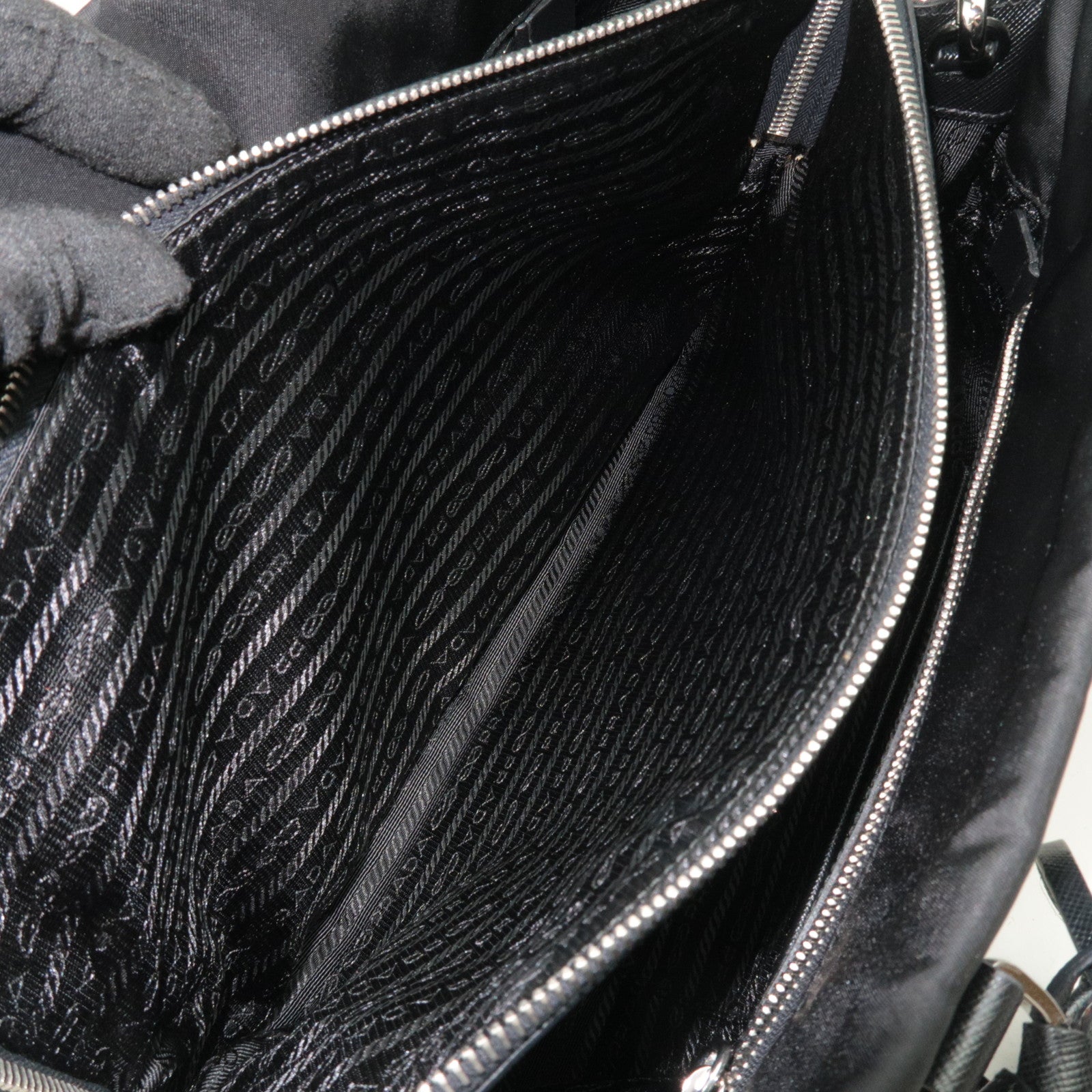 PRADA 2Way Nylon Leather Handbag Black