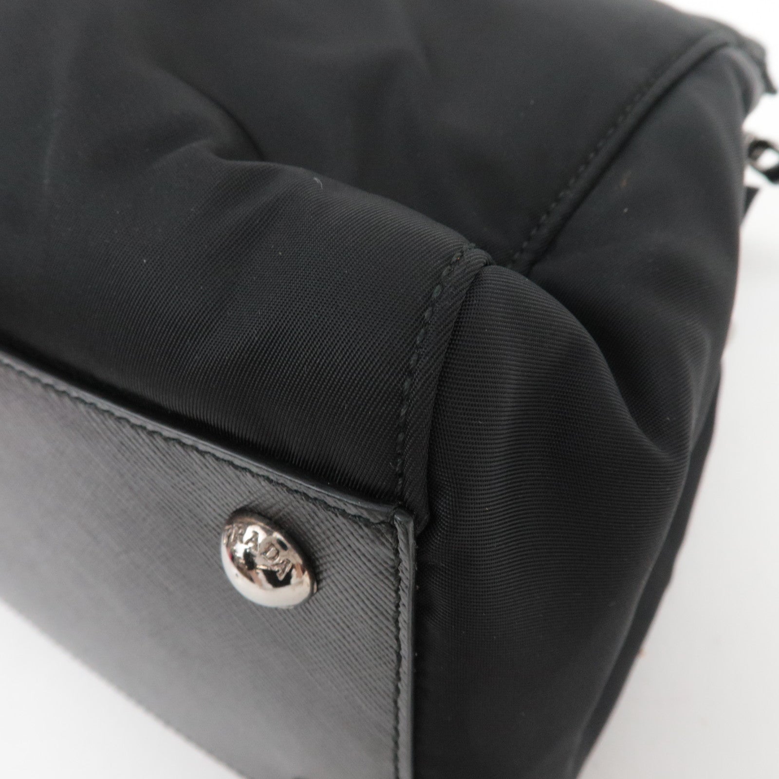 PRADA 2Way Nylon Leather Handbag Black