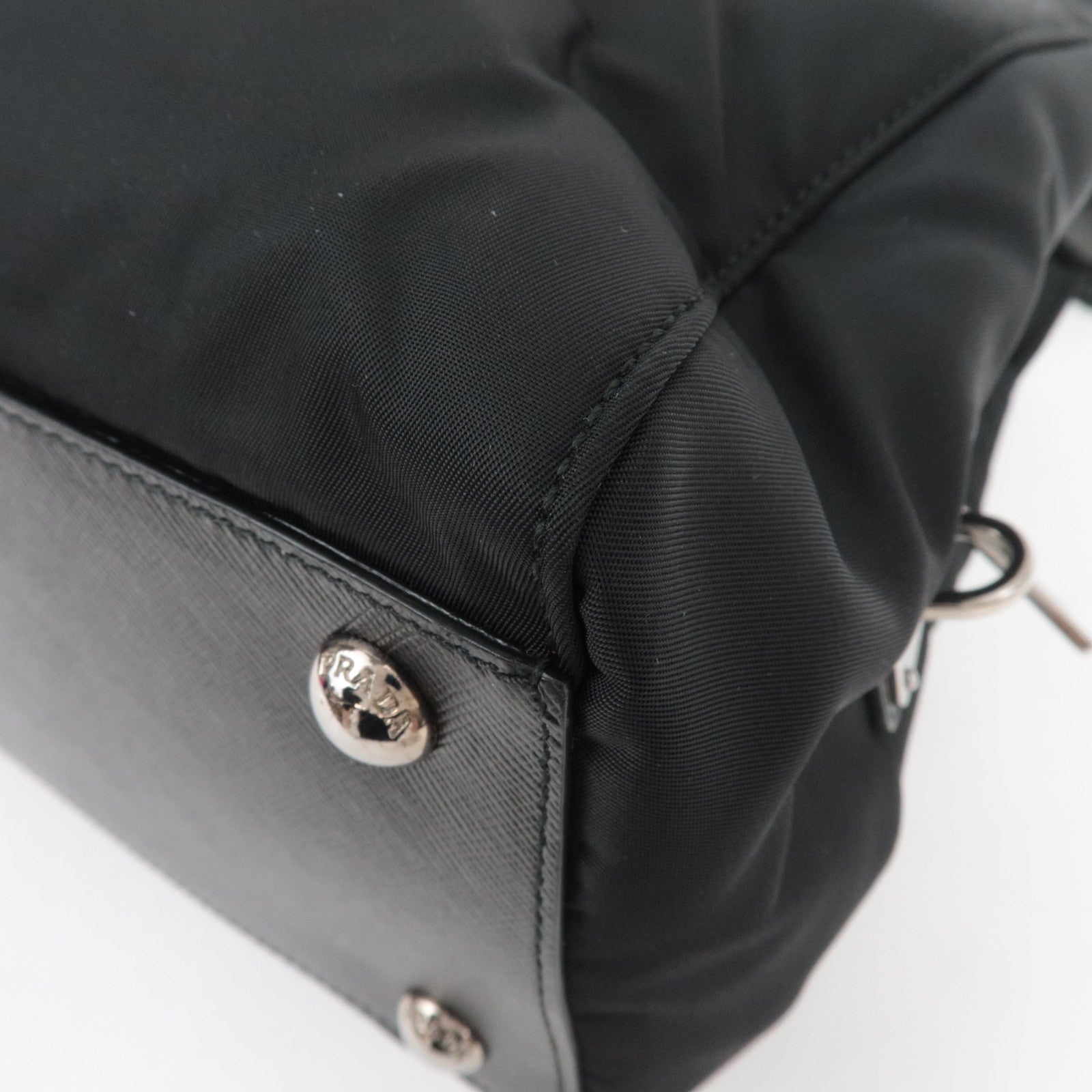 PRADA 2Way Nylon Leather Handbag Black