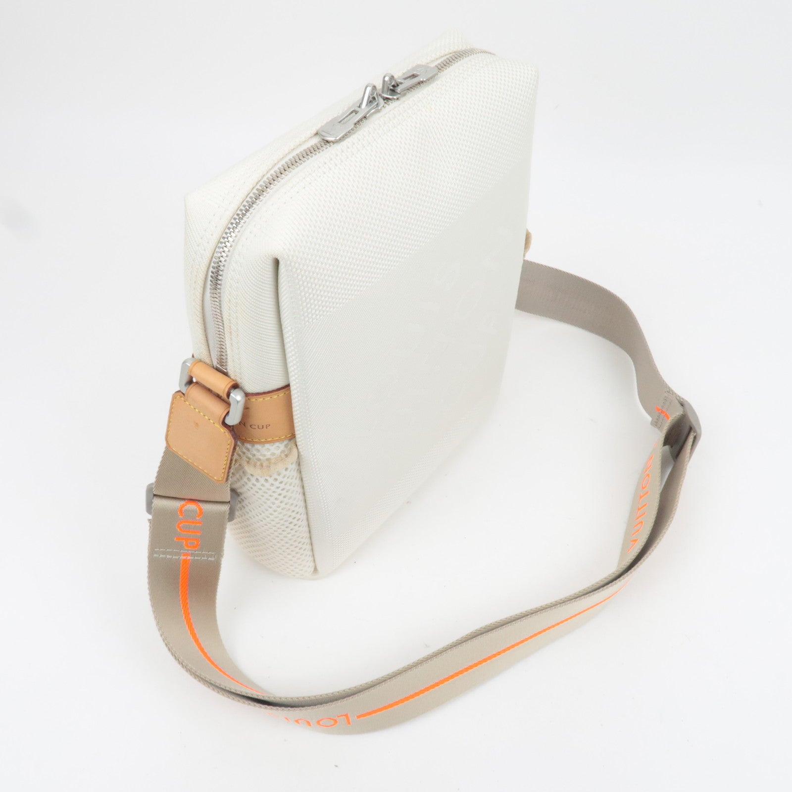 Louis Vuitton Damier Geant LV Cup Weatherly Nylon Shoulder Bag White M80637