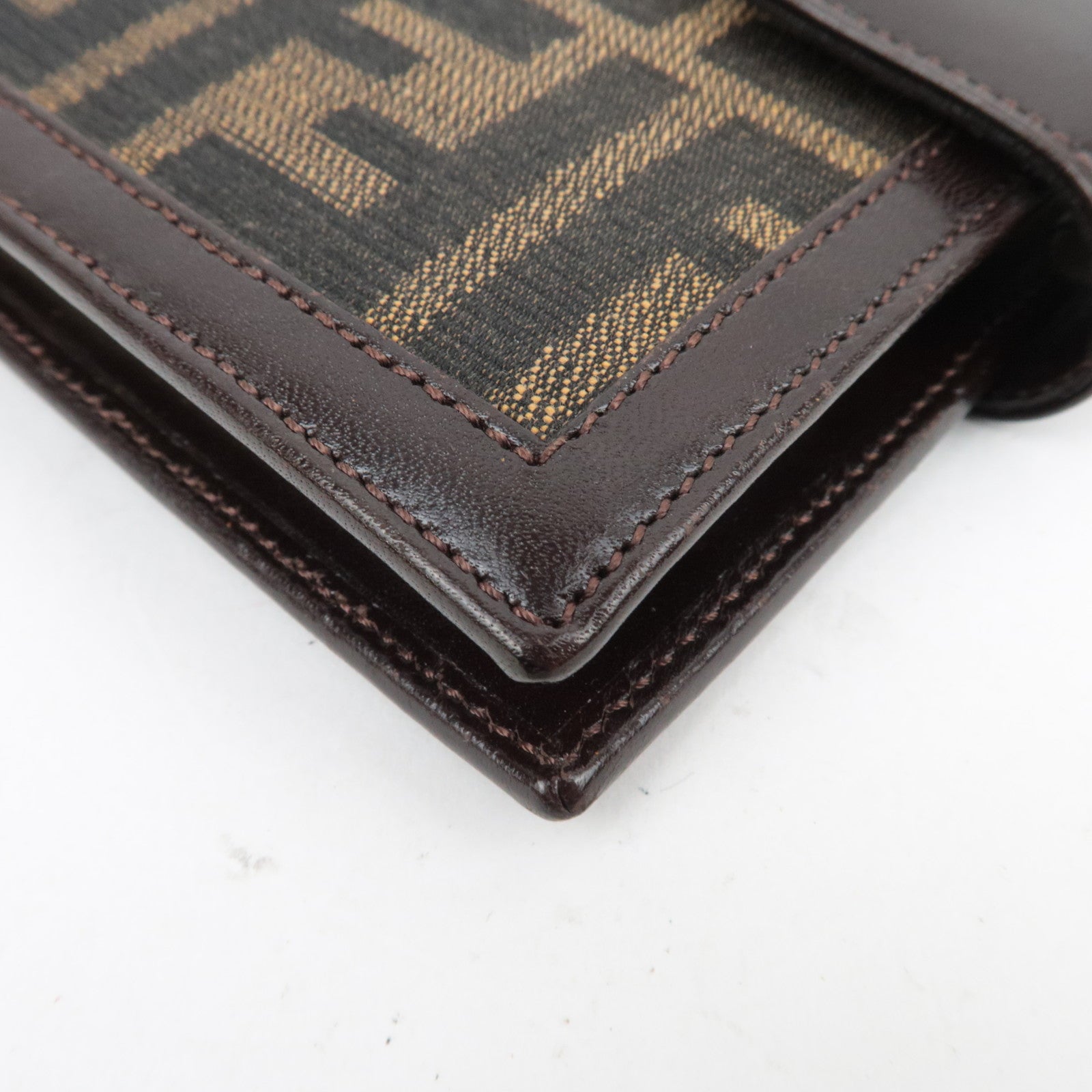FENDI Zucca Canvas Leather Planner Cover Brown Black 30153