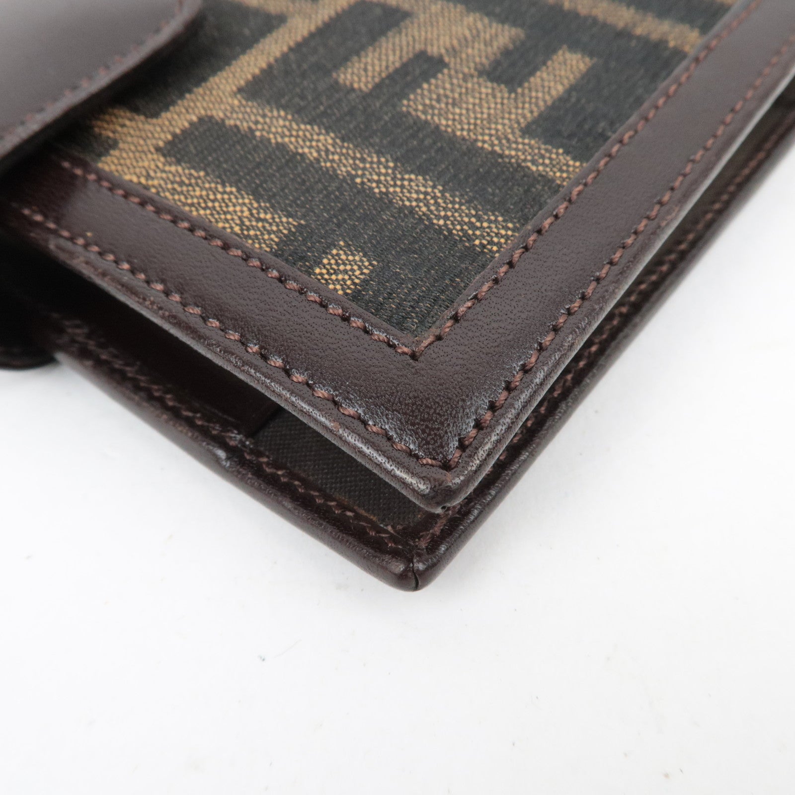 FENDI Zucca Canvas Leather Planner Cover Brown Black 30153