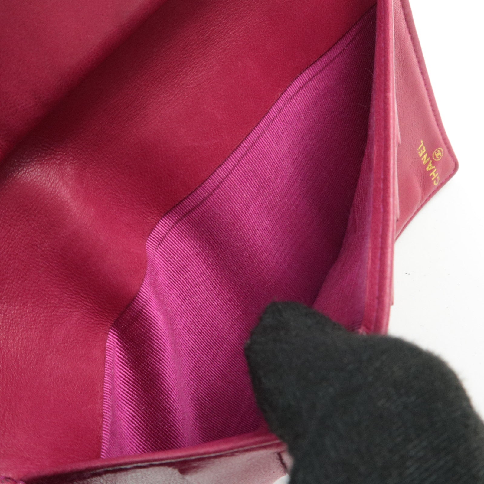 CHANEL Coco Mark Caviarskin Kiss Lock Long Wallet Pink