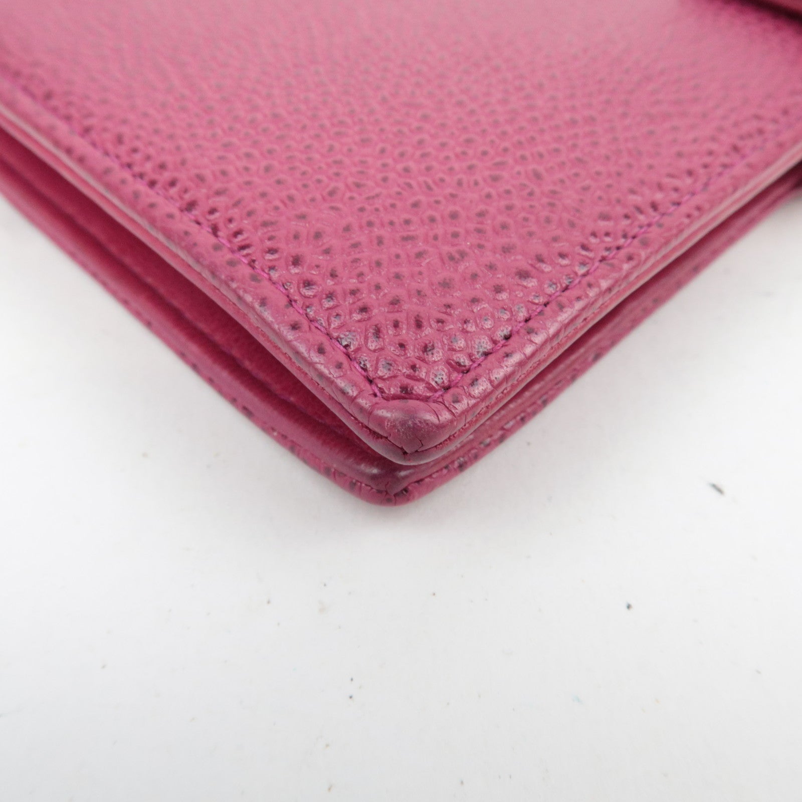 CHANEL Coco Mark Caviarskin Kiss Lock Long Wallet Pink