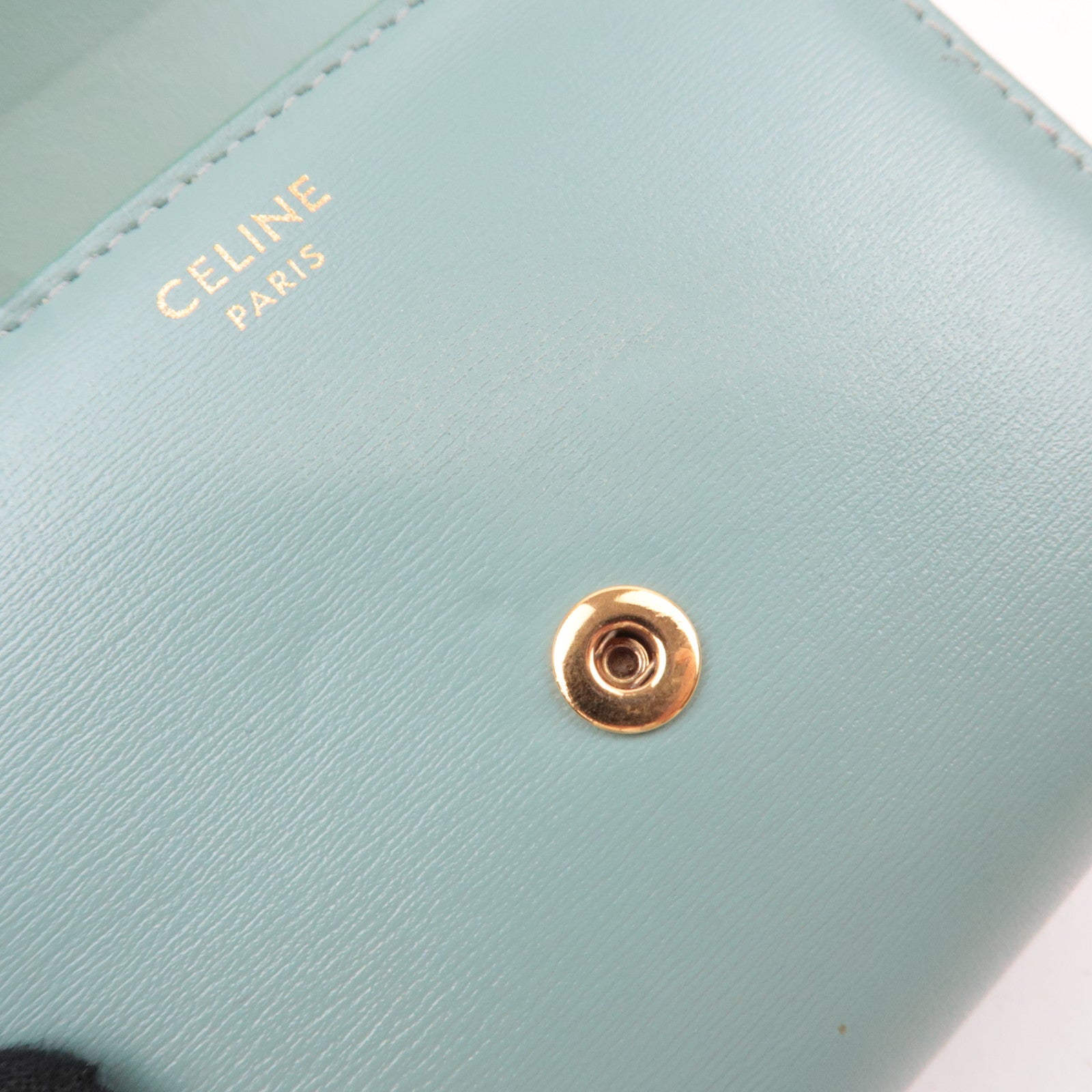 CELINE Triomphe Leather Wallet Mint Green